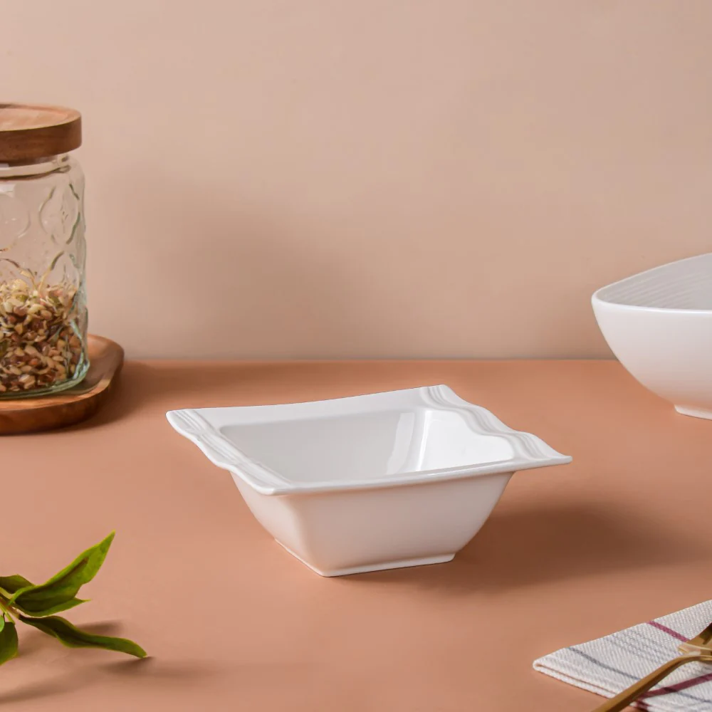 Riona Square Ceramic Salad Bowl White 200 ml - Image 6