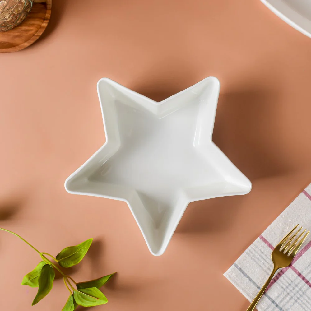 Riona Star Ceramic Fruit Bowl White Large 600 ml - Image 2