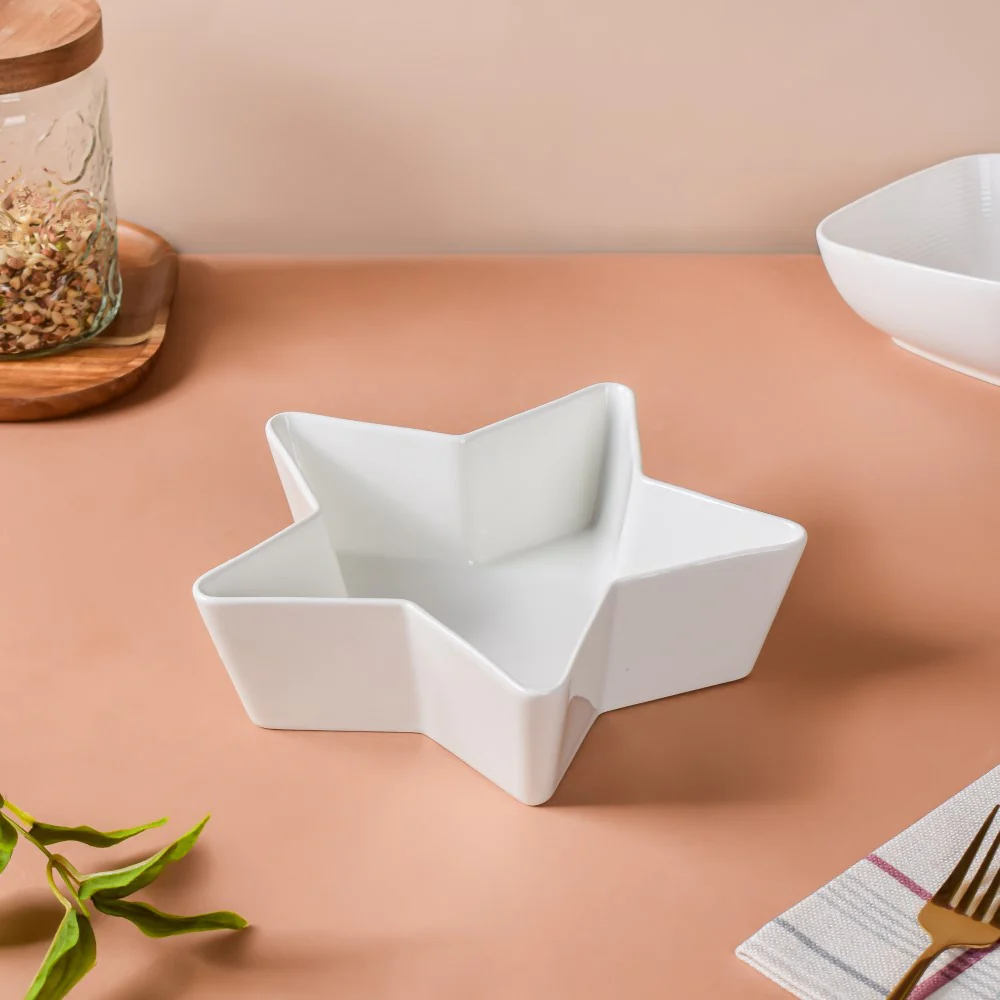 Riona Star Ceramic Fruit Bowl White Large 600 ml - Image 4