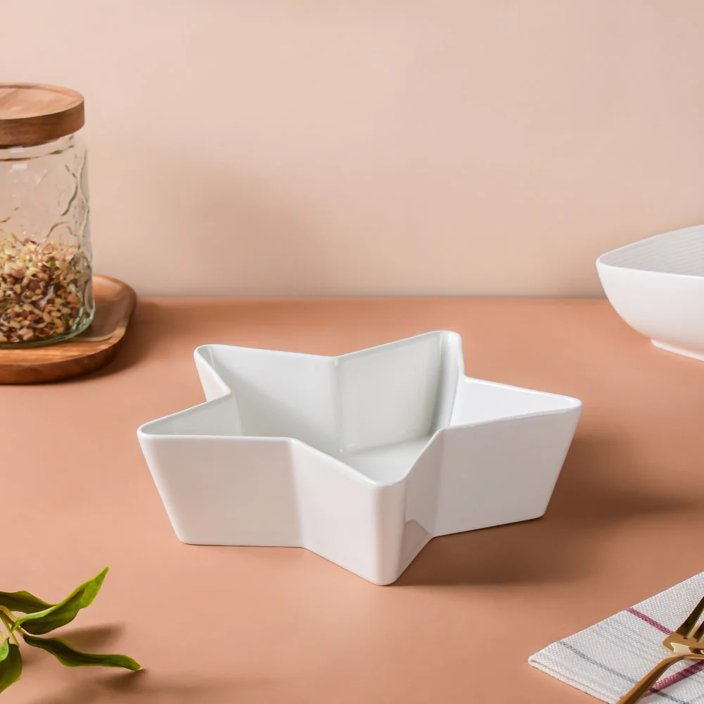 Riona Star Ceramic Fruit Bowl White Large 600 ml - Image 6