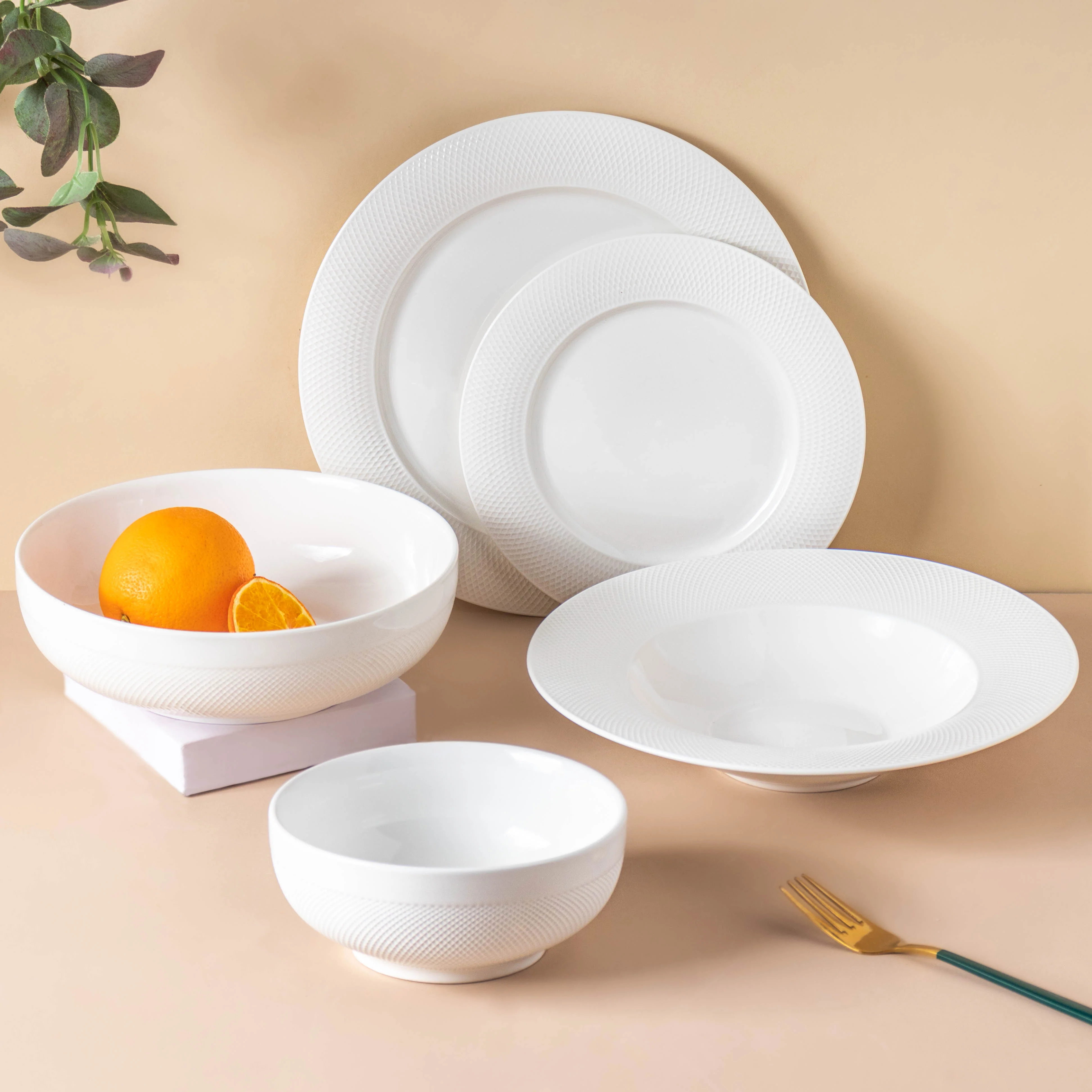 Riona Textured Ceramic Popcorn Bowl White 500 ml - Image 6