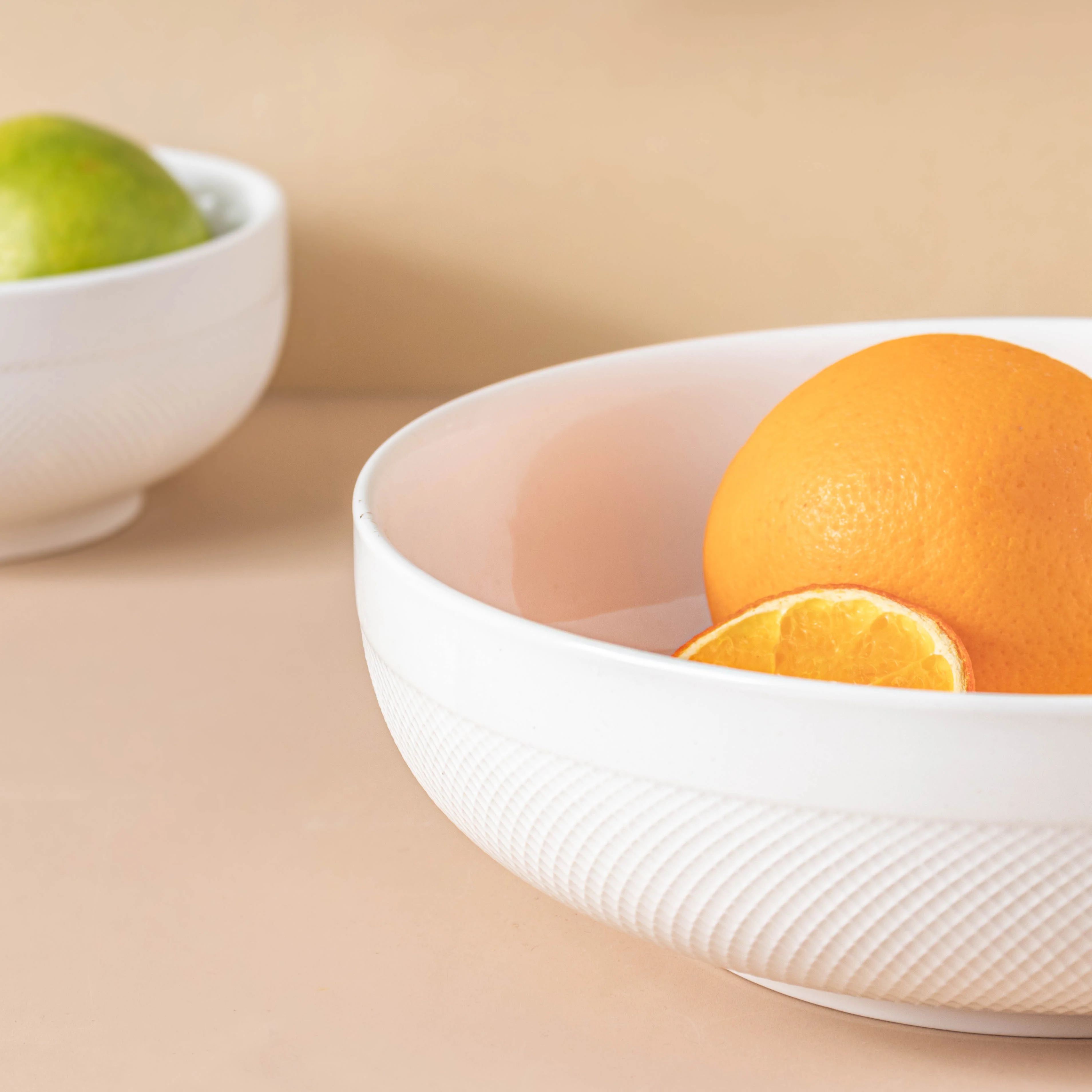 Riona Textured Ceramic Serving Bowl White 7 Inch - Image 3