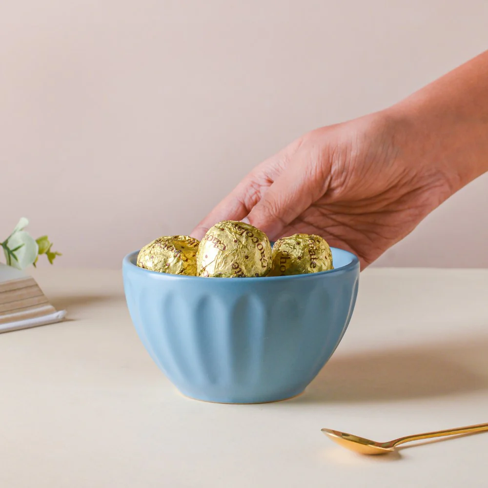 Riona Textured Ceramic Side Bowl Blue 200 ml - Image 2