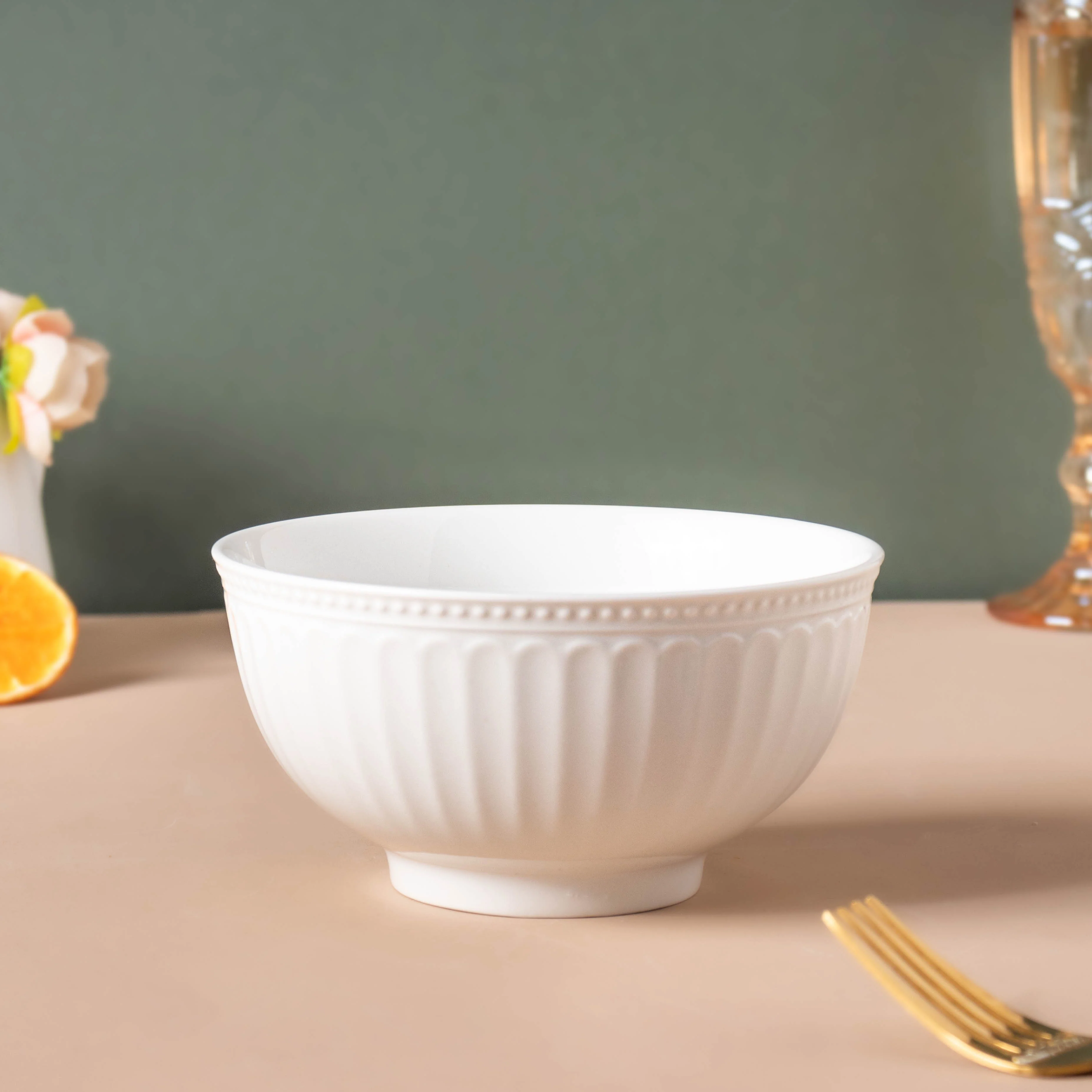 Riona Textured Ceramic Side Bowl White - Image 3