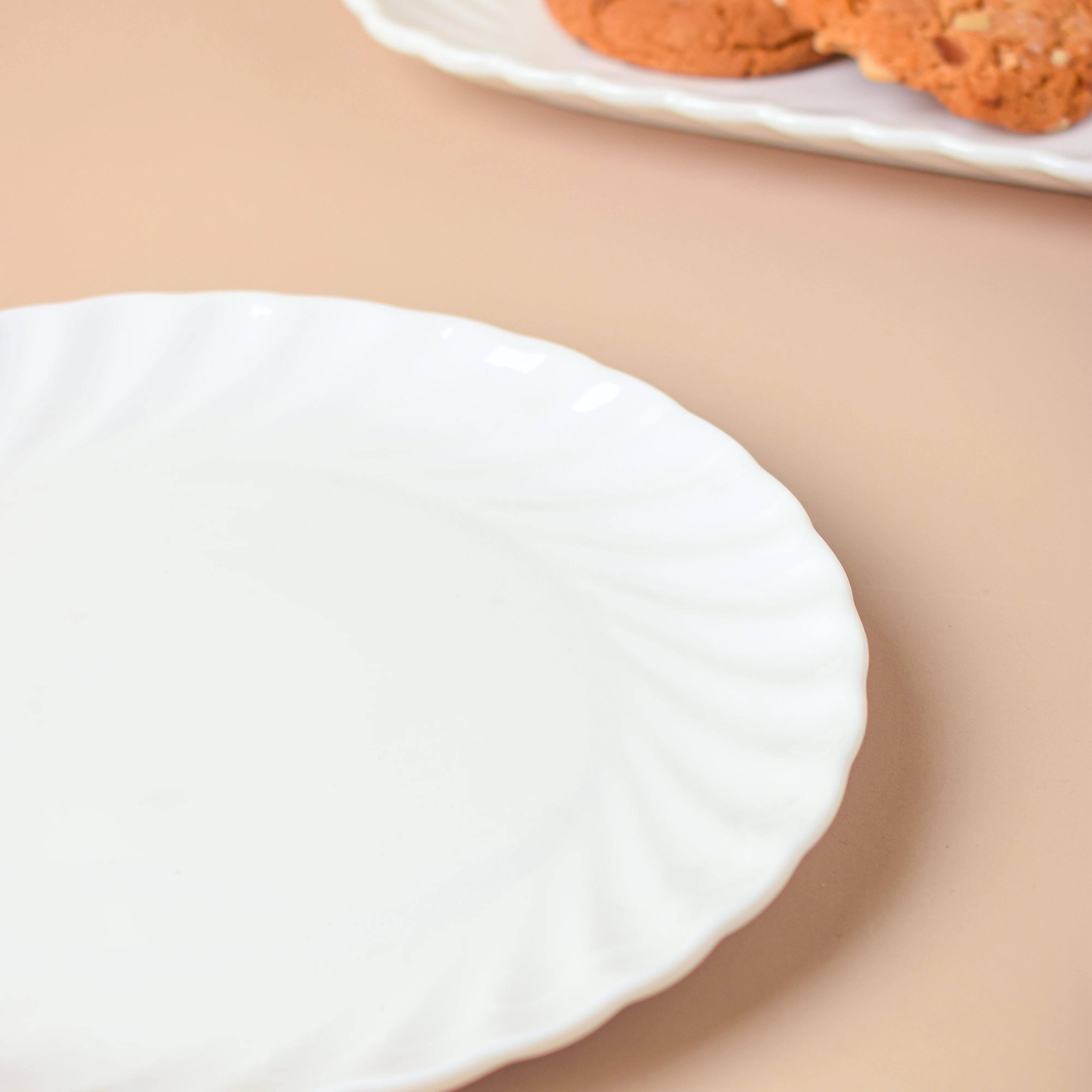Riona Textured Ceramic Snack Plate White 7 Inch - Image 5