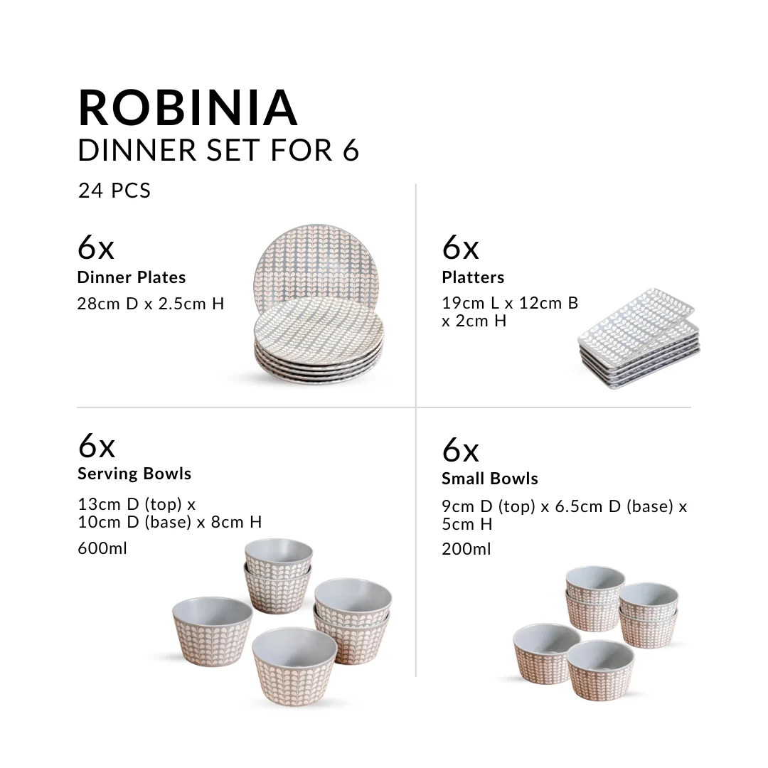 Robinia 24 Piece Ceramic Dinner Set For 6 - Image 3