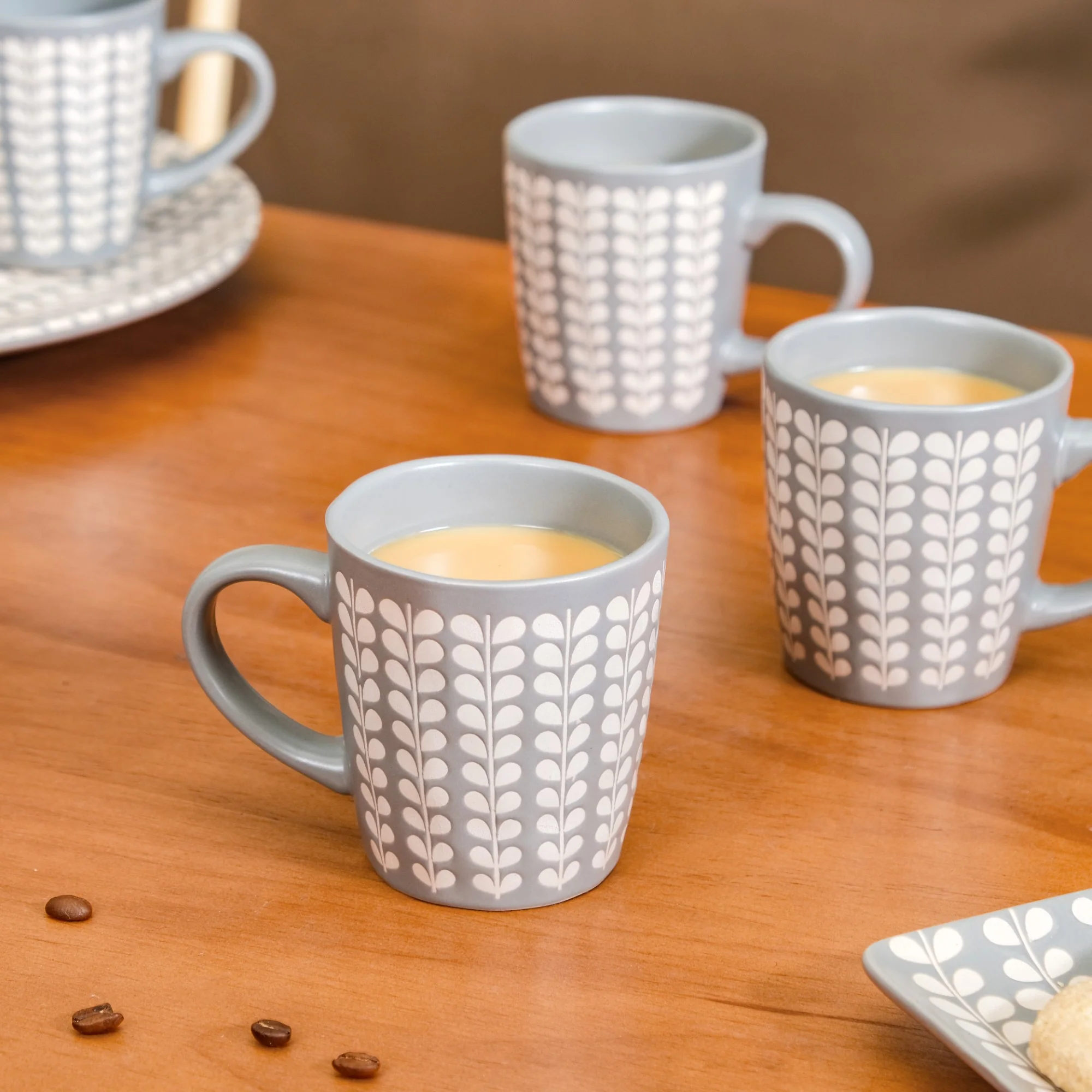 Robinia Printed Ceramic Coffee Mug Set of 6 275ml - Image 2