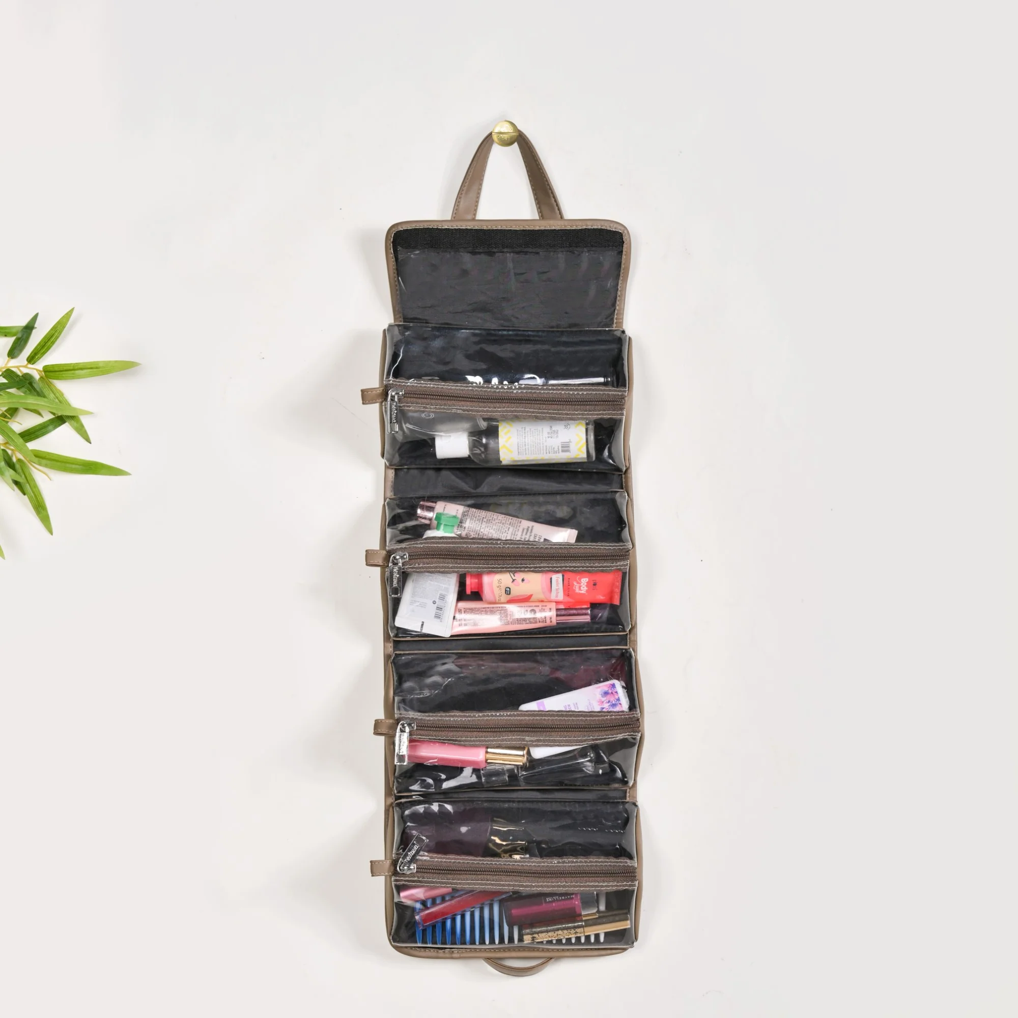 Roll Up Beige Vanity Makeup Pouch - Image 3