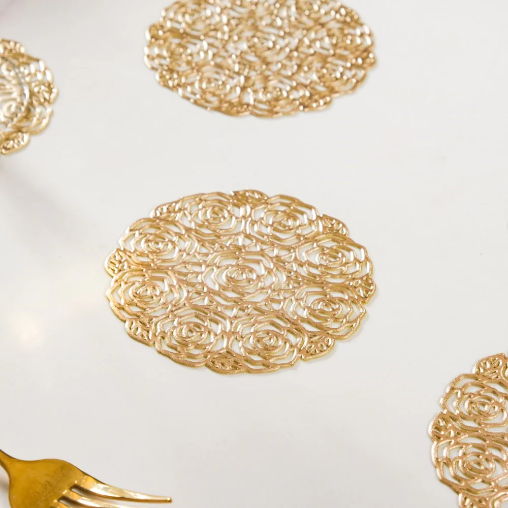 Rose Bouquet Coaster Gold Set of 6 - Image 5