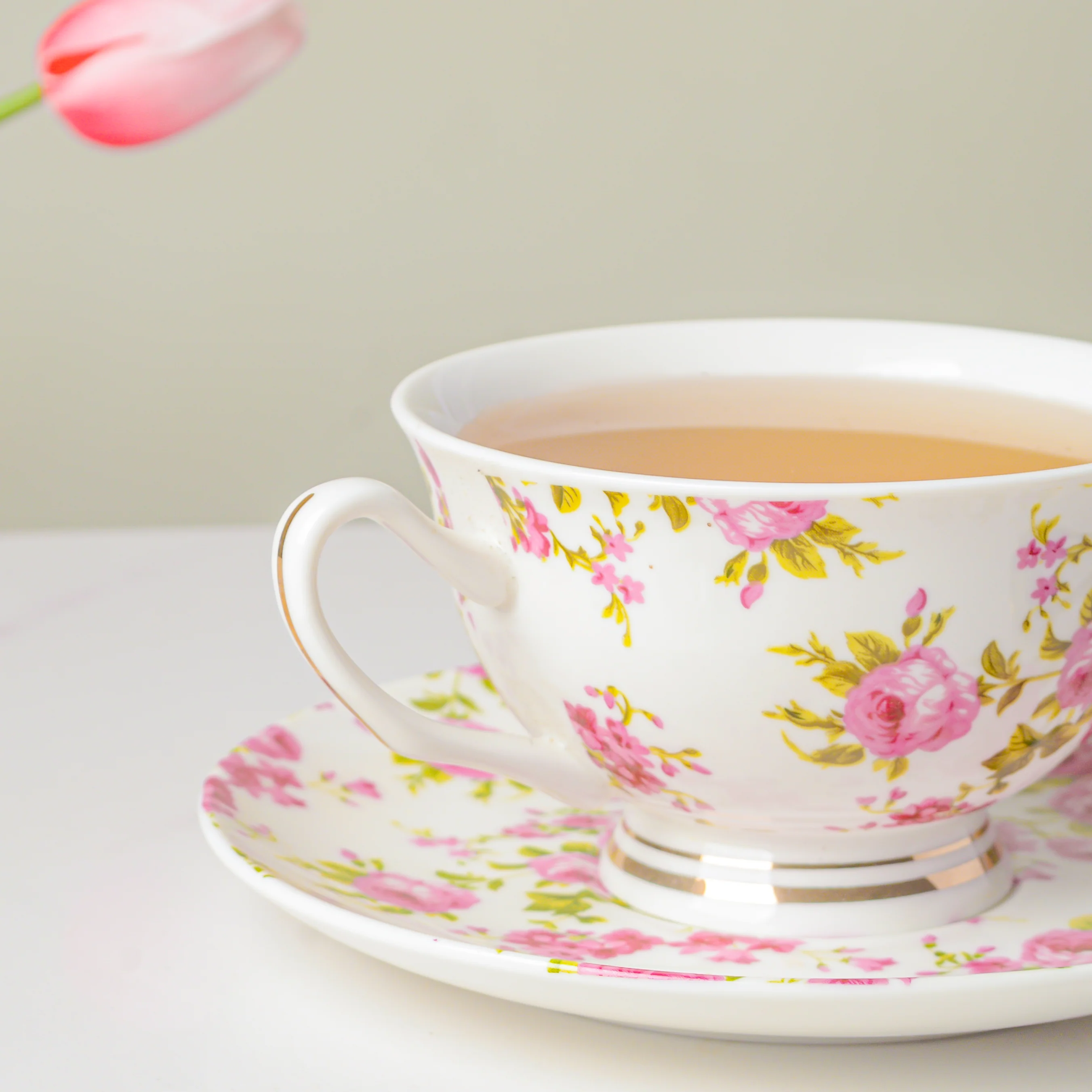 Pink Rose Ceramic Cup And Saucer Set 150 ml - Image 6