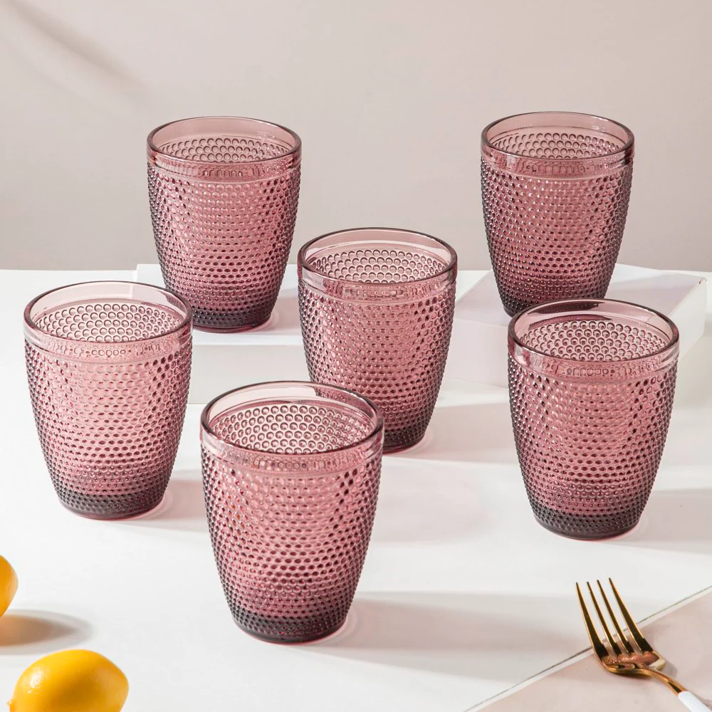 Rose Crystal Tumbler Glass Mauve Set Of 6 250 ml - Image 3