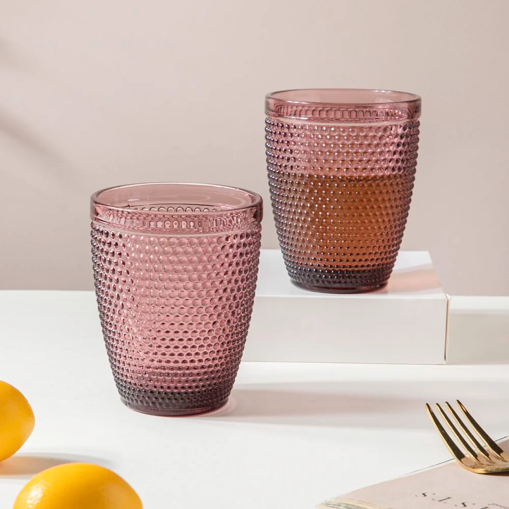 Rose Crystal Tumbler Glass Mauve Set Of 6 250 ml - Image 6