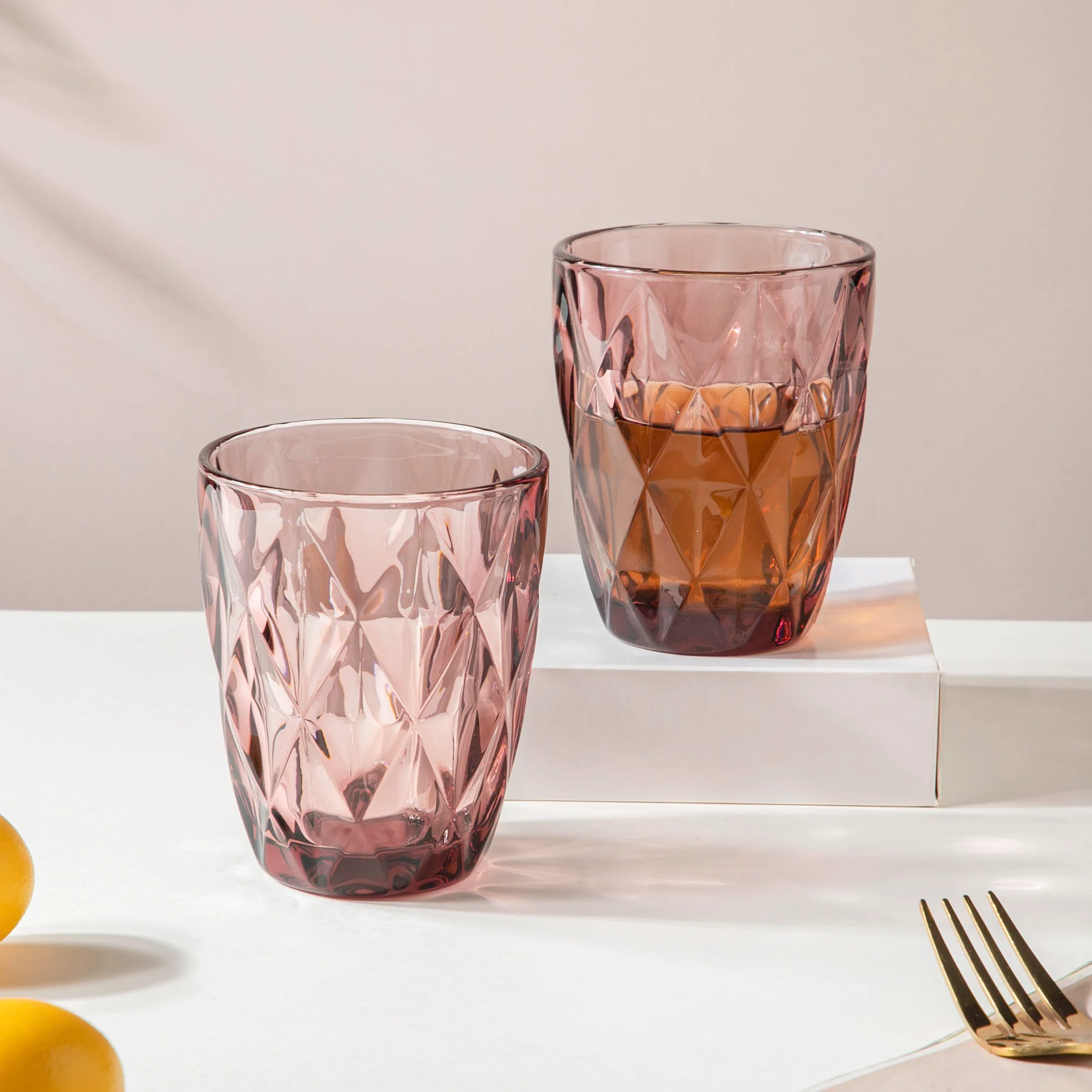 Rose Crystal Tumbler Mauve Small Set Of 6 250 ml - Image 4