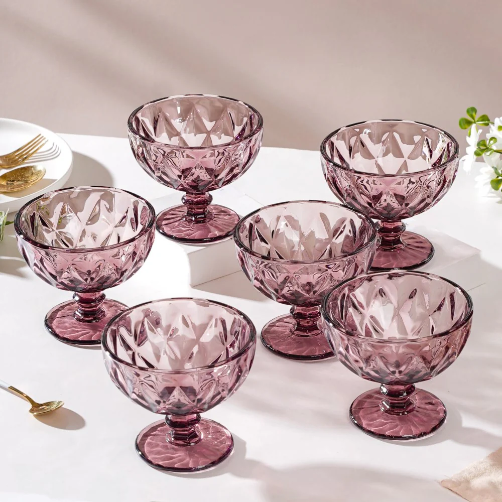 Rose Dessert Serving Glass Mauve Set Of 6 300 ml - Image 3