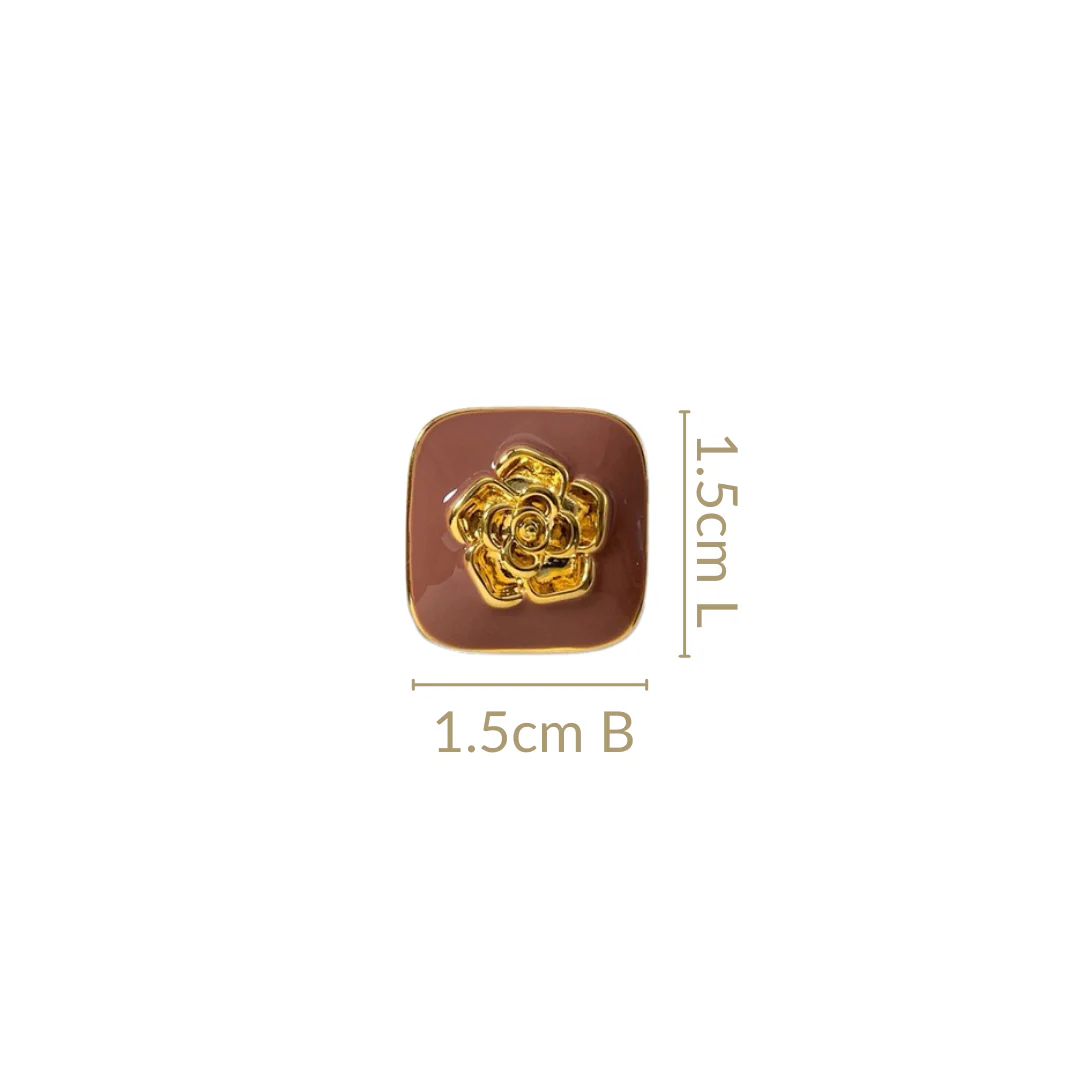 Rose Embossed Stud Earrings - Image 3