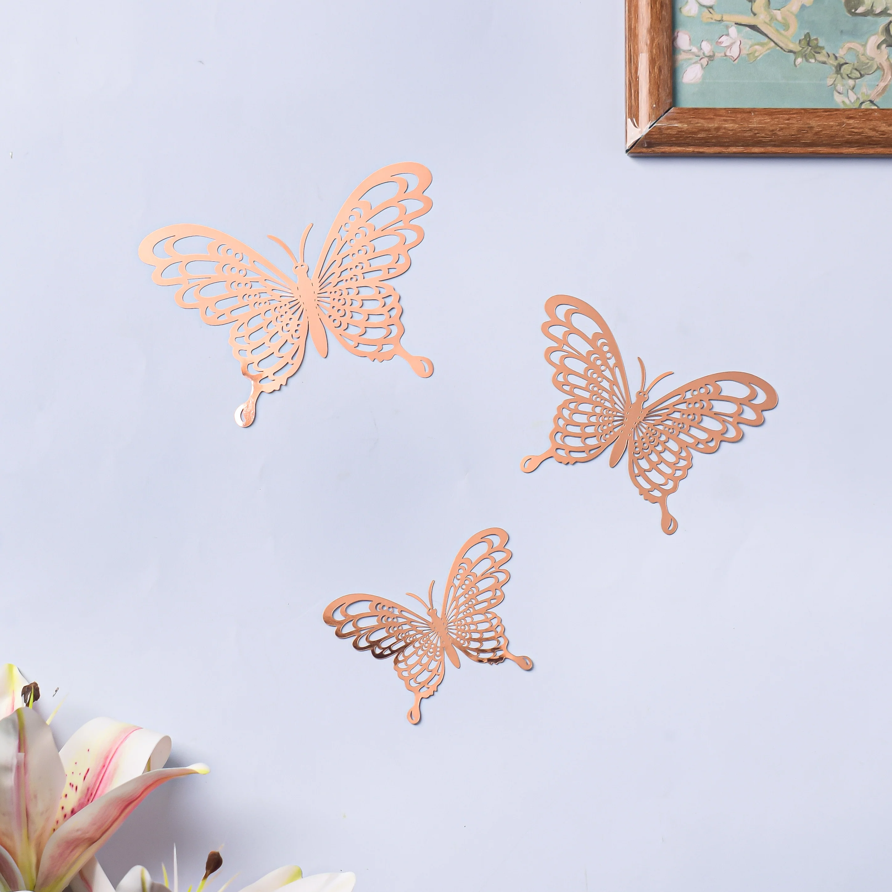 Rose Gold Butterfly 3D Wall Stickers Set Of 36 - Image 4