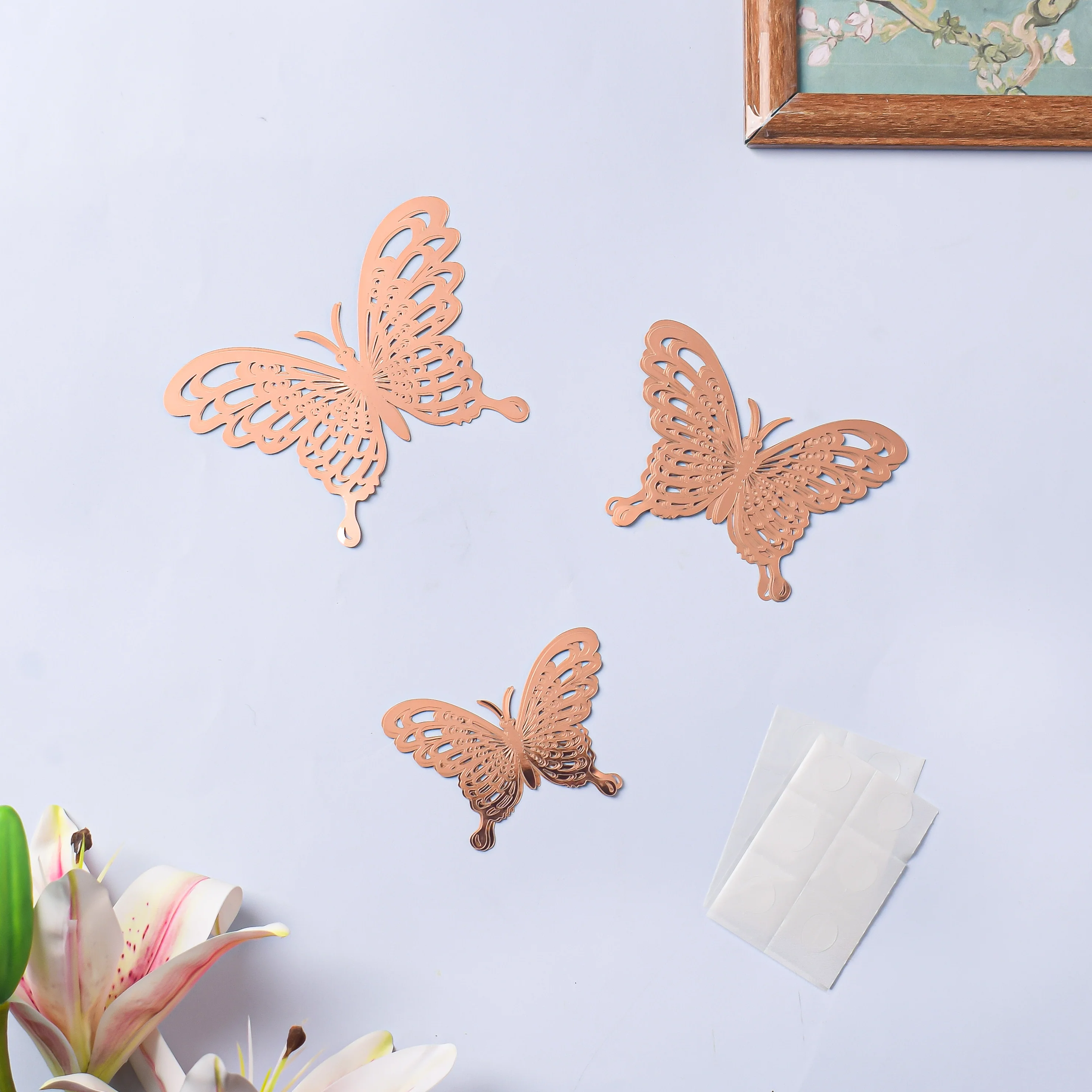 Rose Gold Butterfly 3D Wall Stickers Set Of 36 - Image 7