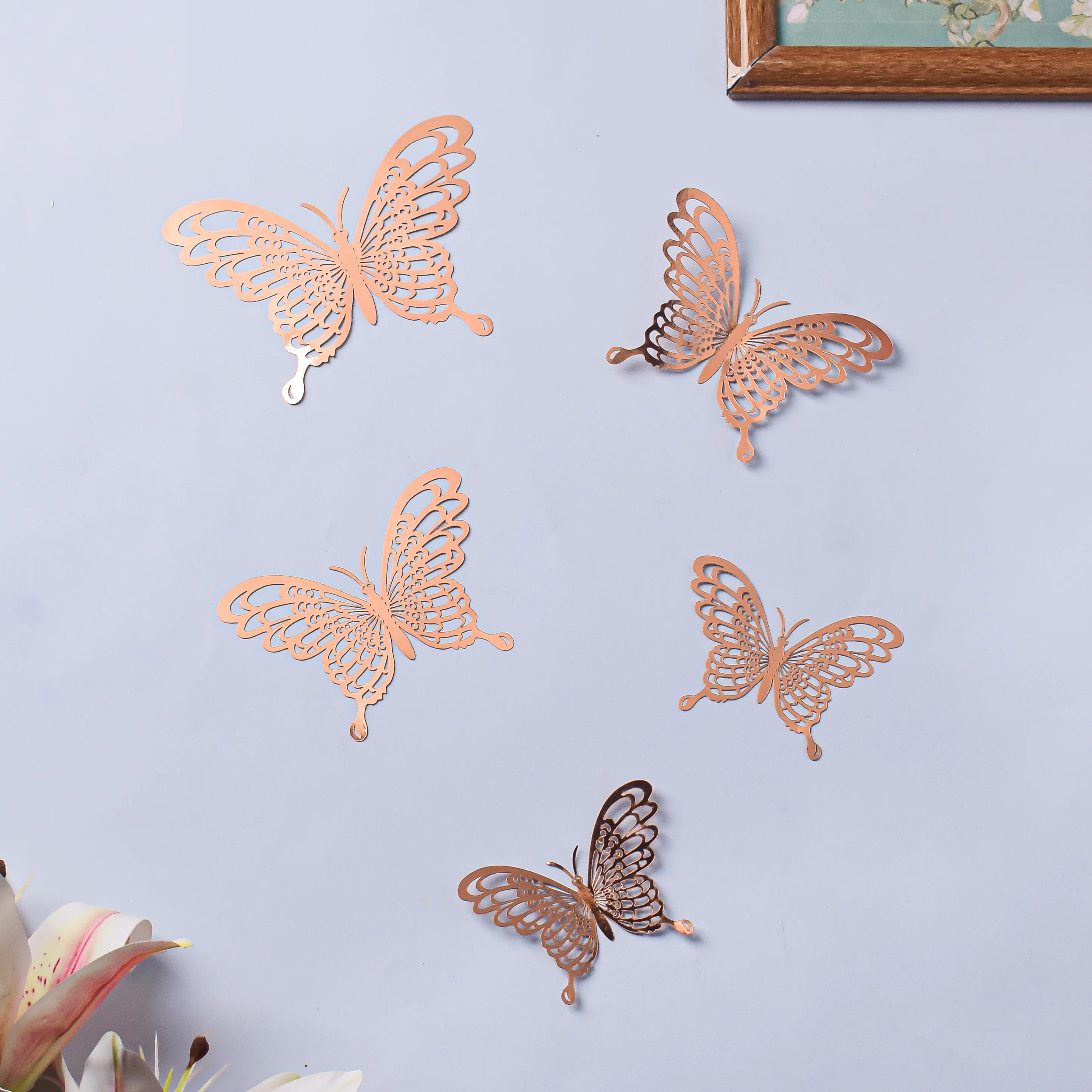 Rose Gold Butterfly 3D Wall Stickers Set Of 36 - Image 9