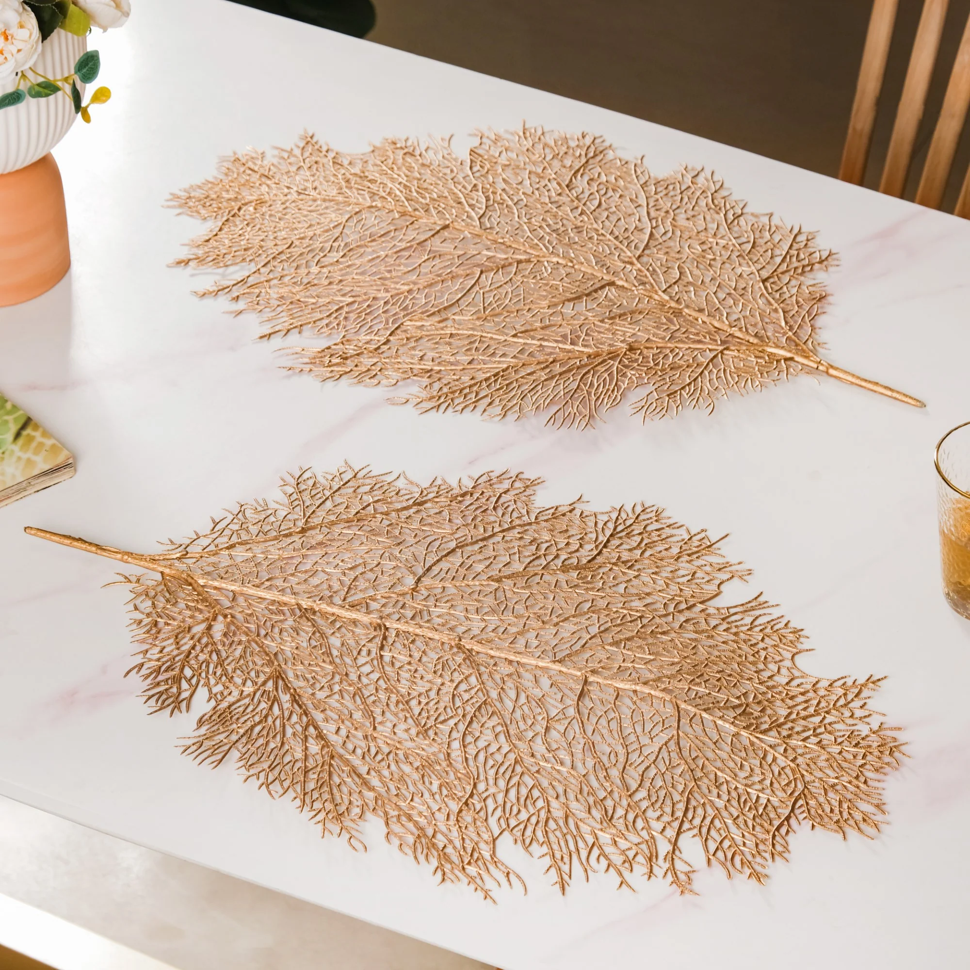 Rose Gold Leaf Table Mat Set Of 6 - Image 4