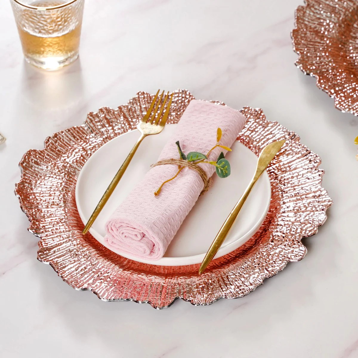 Rose Gold Reef Design Charger Plate Set Of 6 12 Inch - Image 12