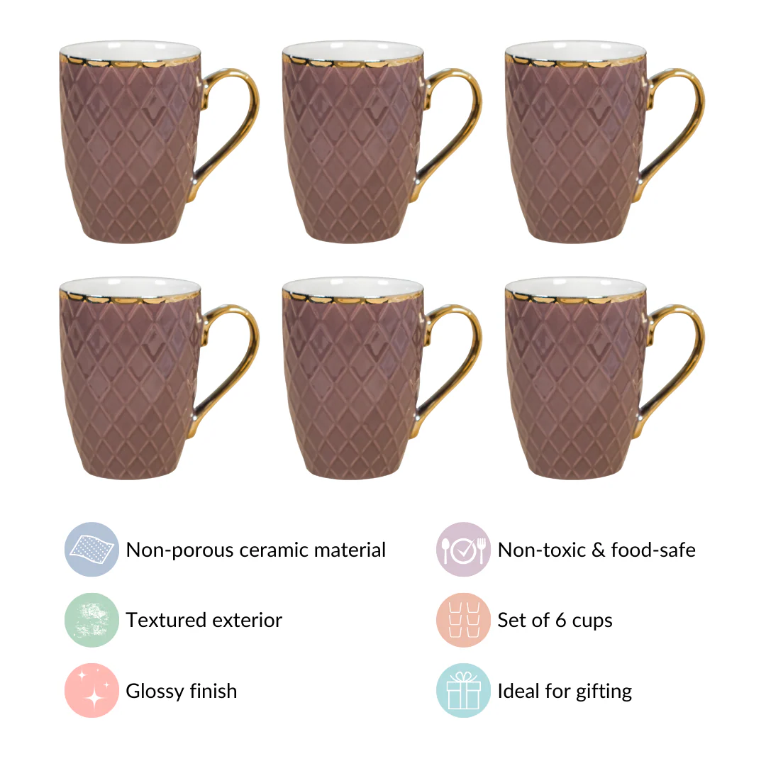 Rose Taupe Teacup Set of 6 330ml - Image 4