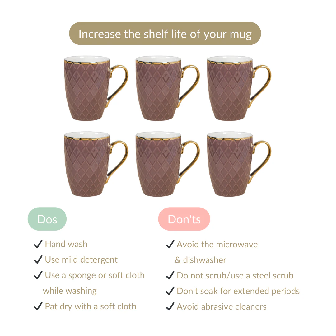 Rose Taupe Teacup Set of 6 330ml - Image 5