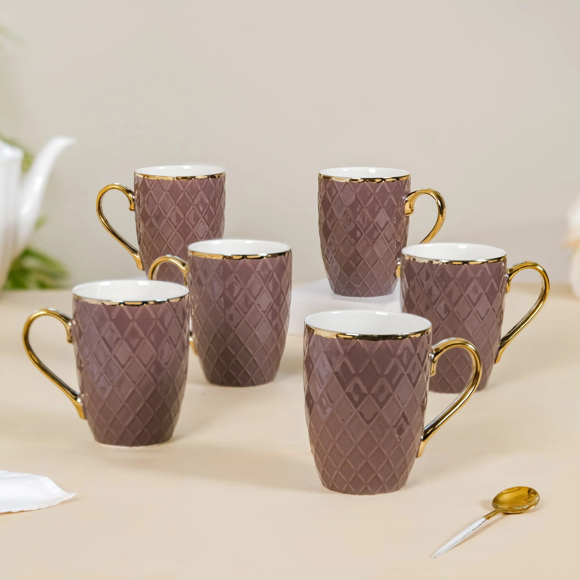 Rose Taupe Teacup Set of 6 330ml - Image 9
