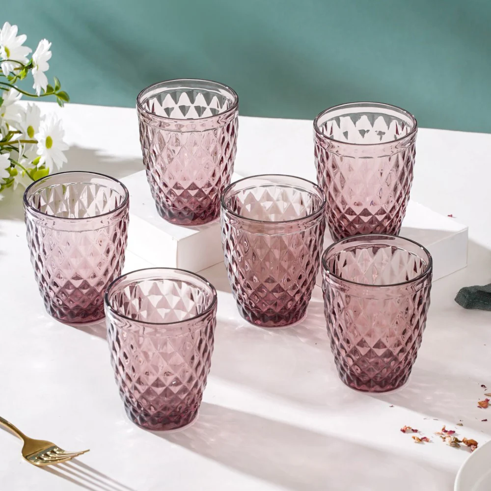 Rose Water Glass Mauve Set Of 6 250 ml - Image 6