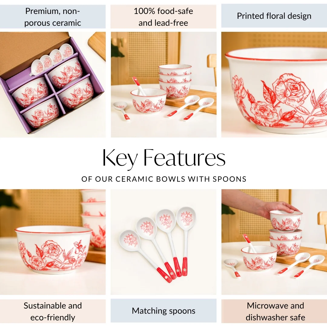 Rosetta Bowls And Spoons Set Of 4 400ml - Image 6