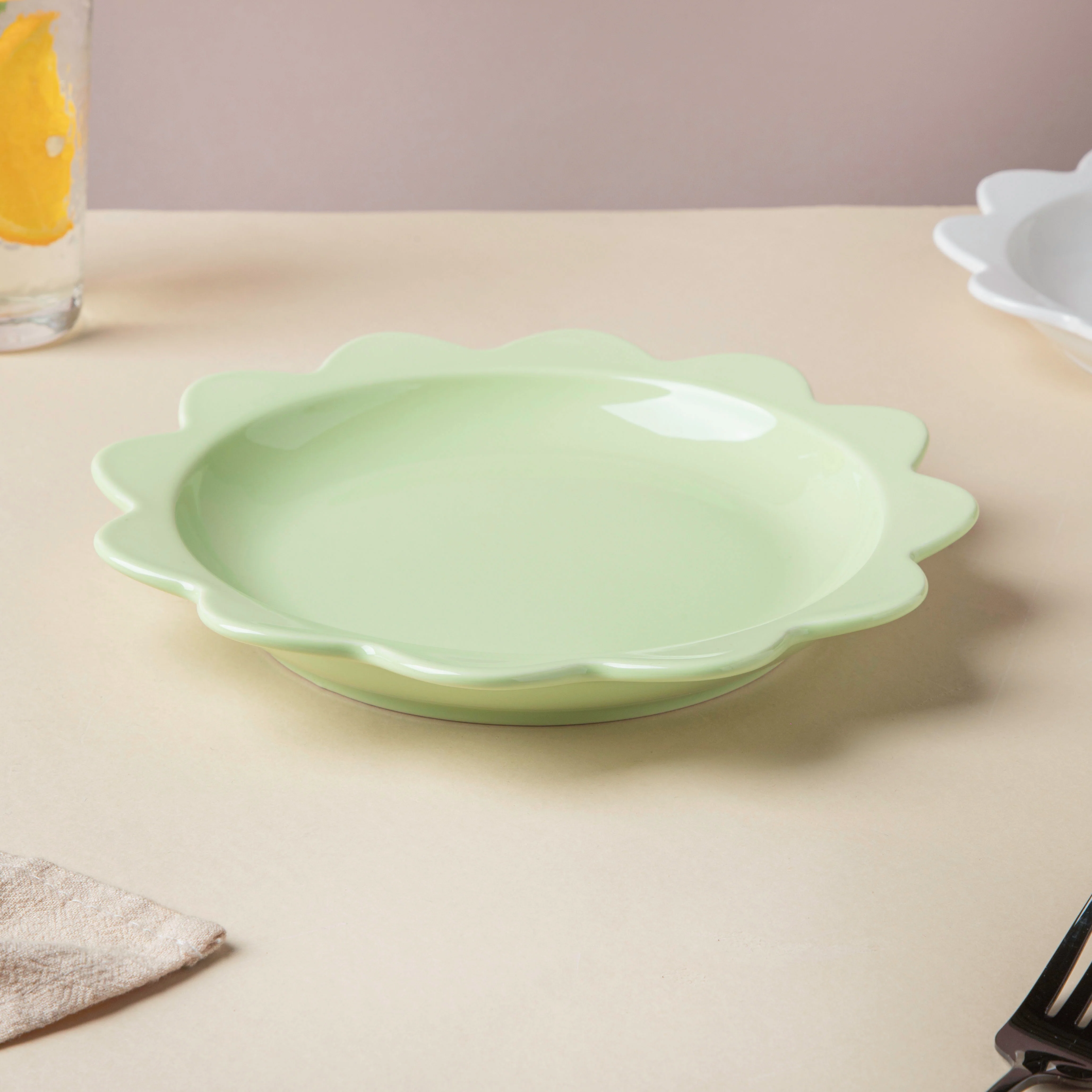 Rosette Ceramic Snack Plate Green 8.5 Inch - Image 4