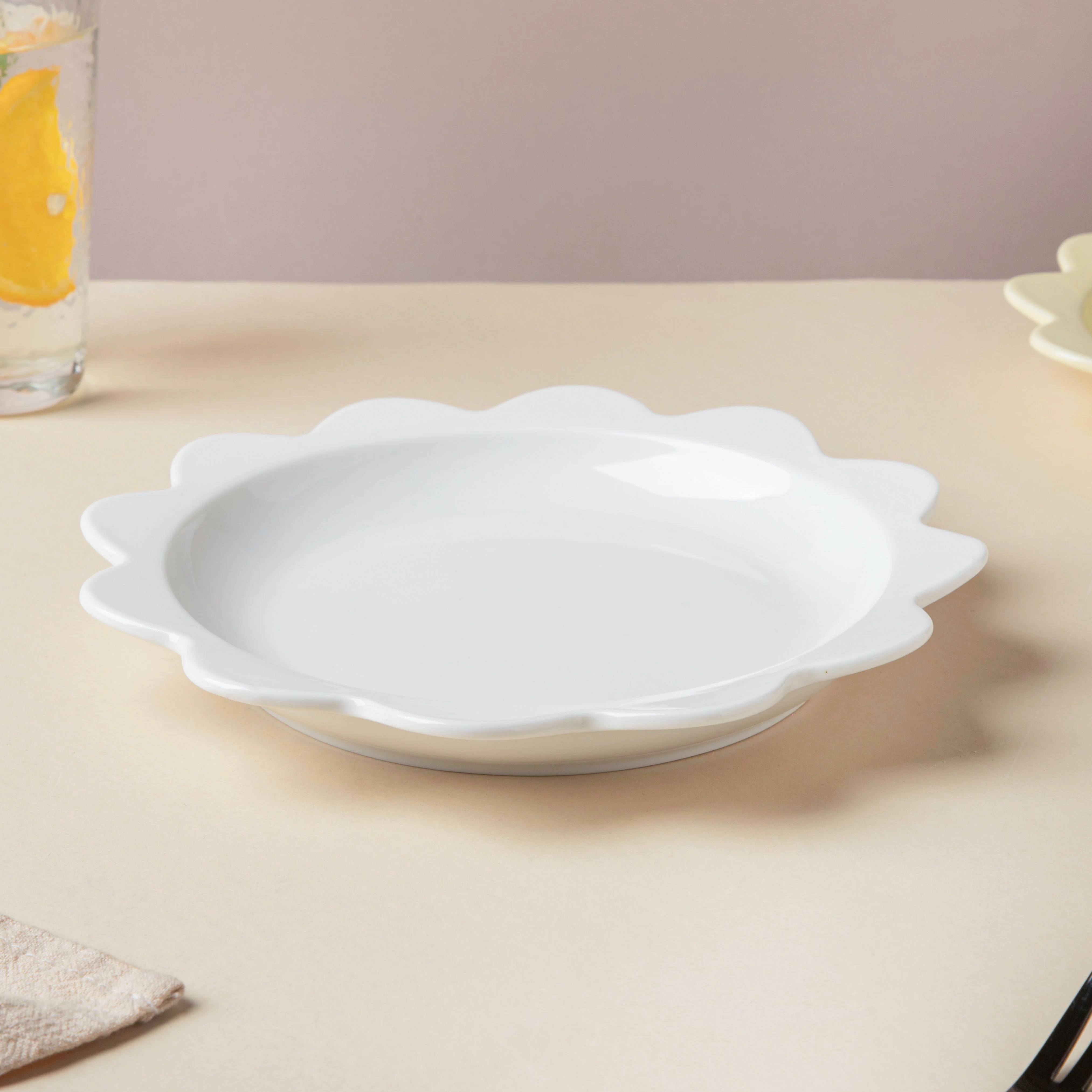 Rosette Ceramic Snack Plate White 8.5 Inch - Image 3