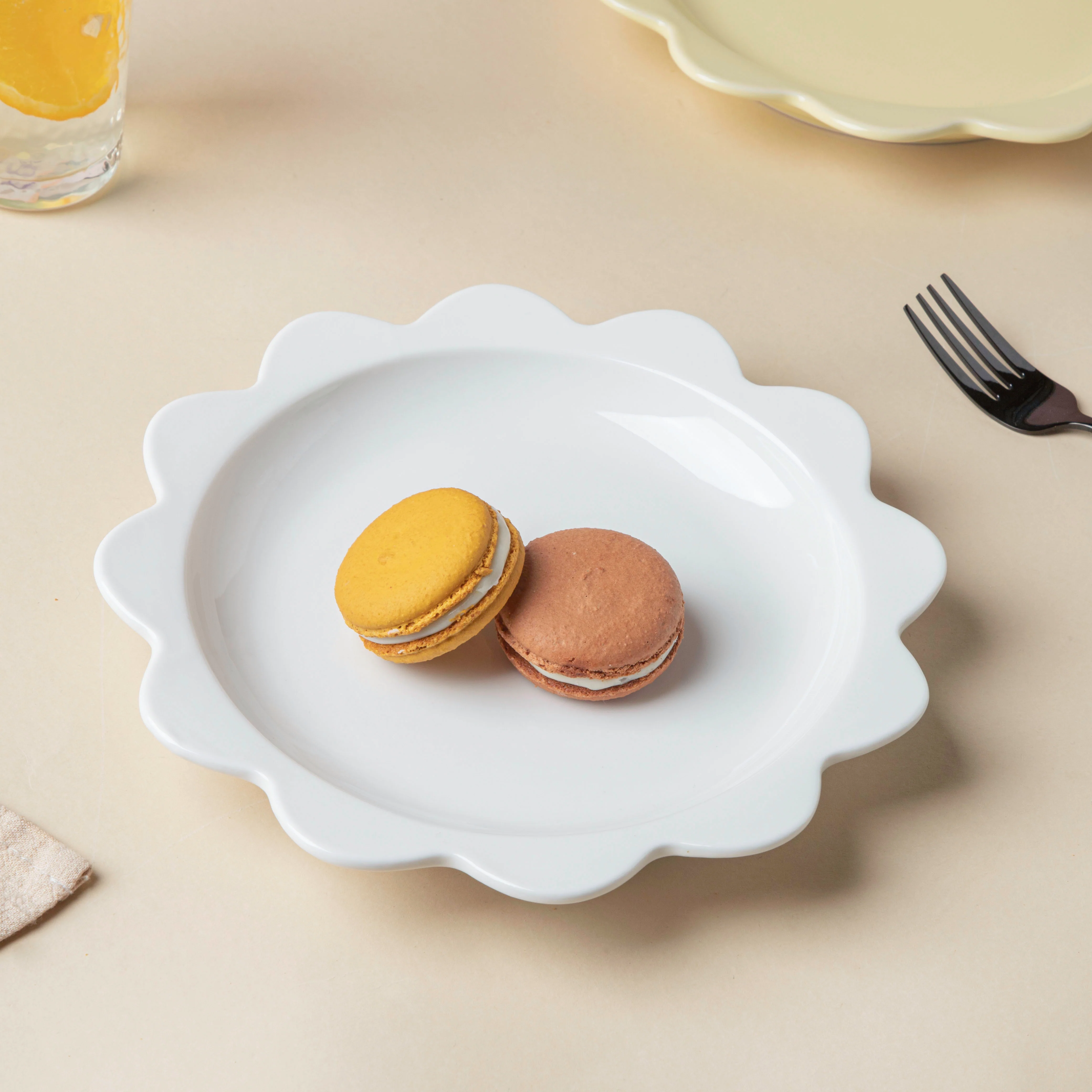 Rosette Ceramic Snack Plate White 8.5 Inch - Image 4