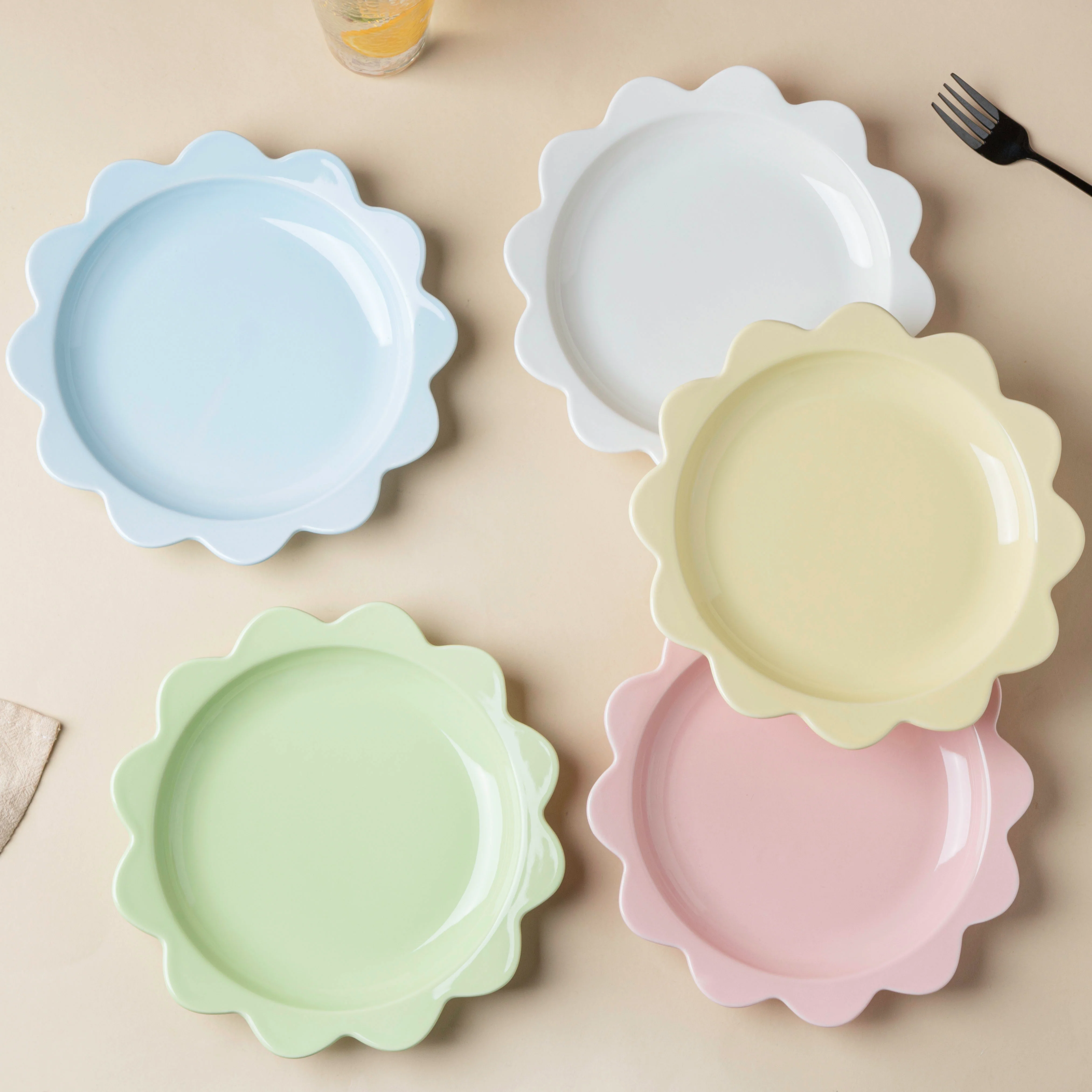 Rosette Ceramic Snack Plate White 8.5 Inch - Image 6