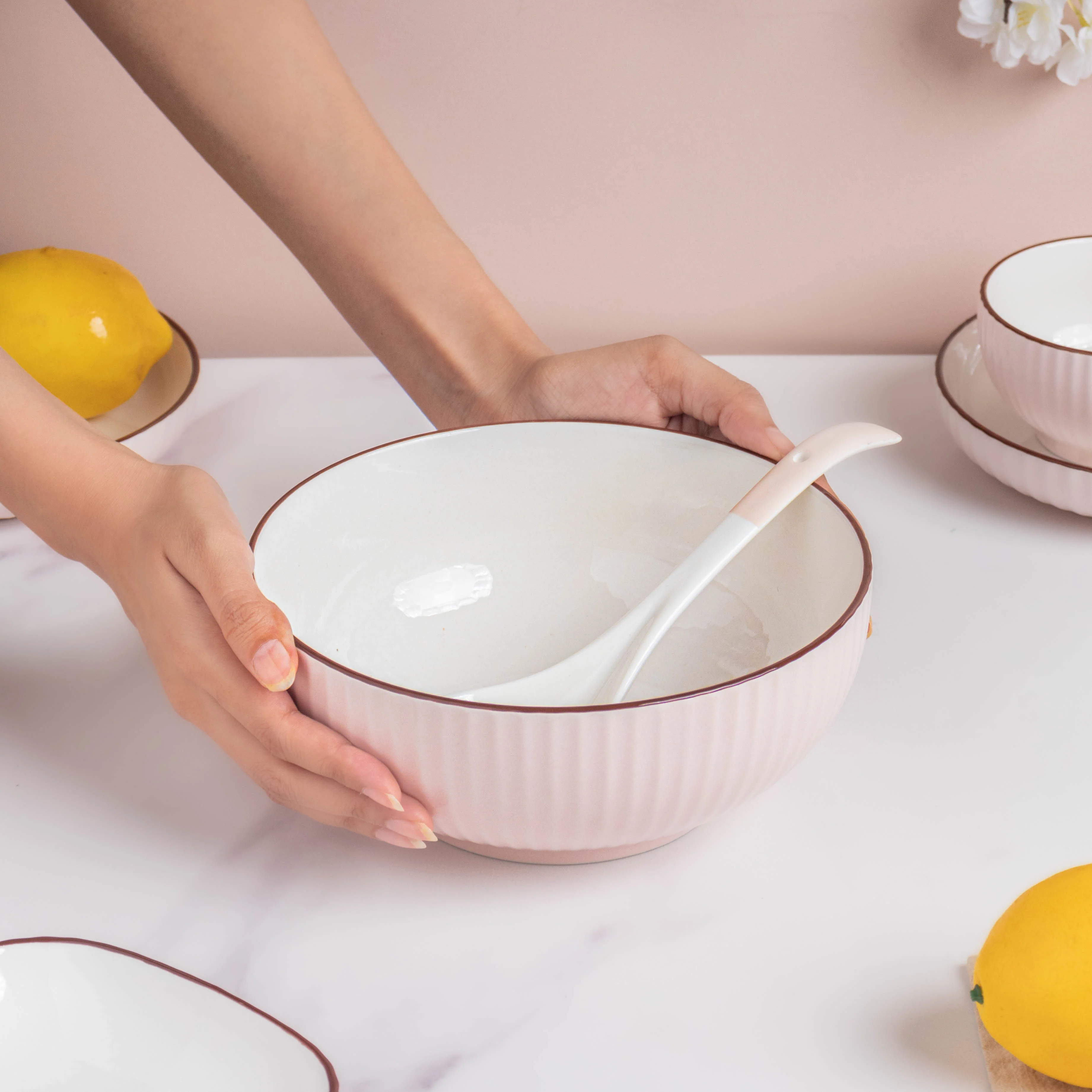 Rosy Pink Snack Set For 8 - Image 3