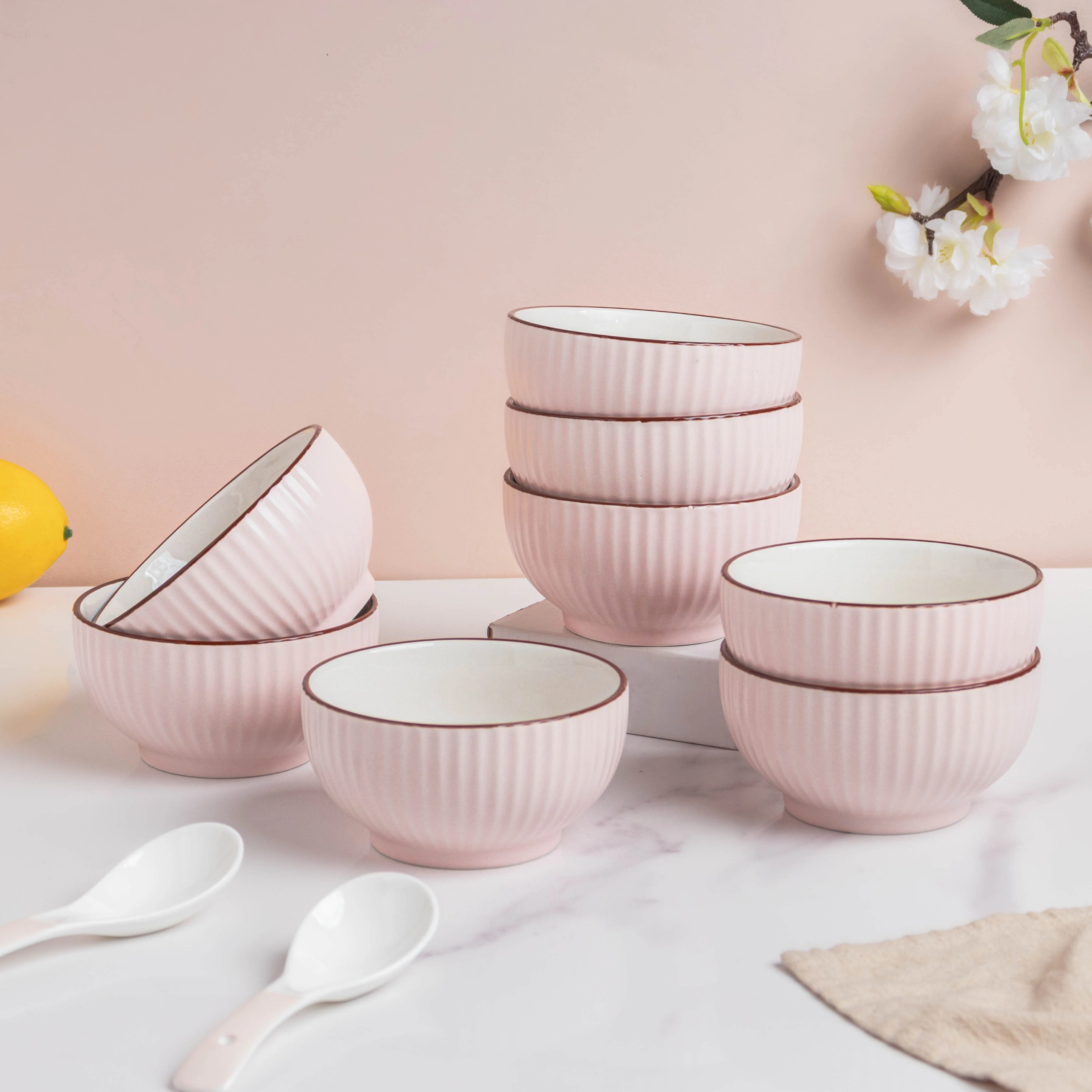 Rosy Pink Snack Set For 8 - Image 5