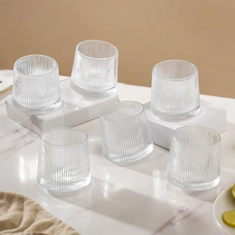 Rotating Fluted Glass Set Of 6 150ml - Image 3