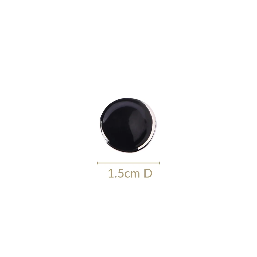 Round Black Stud Earrings - Image 3