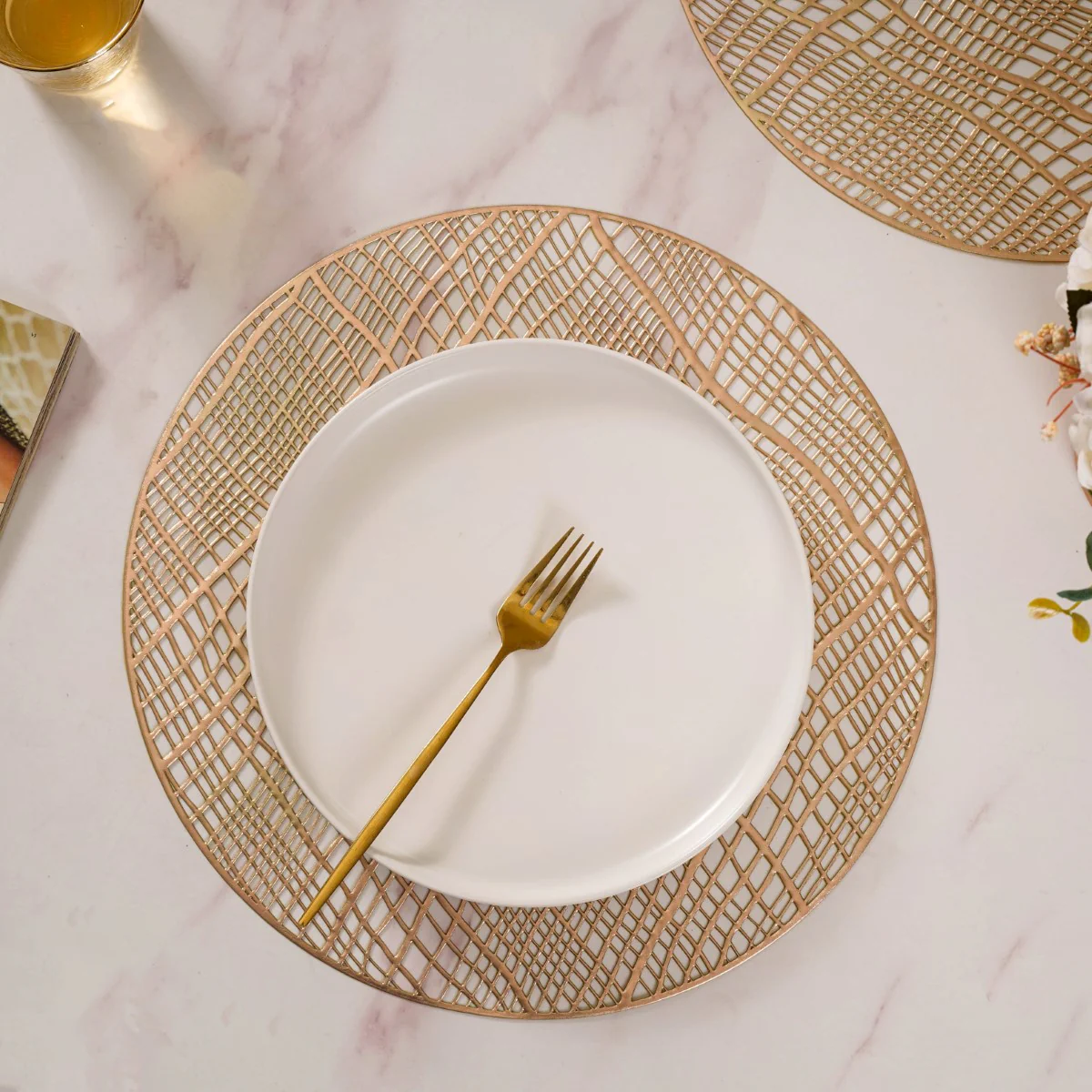 Round Designer Table Mat Gold Set Of 6 - Image 11