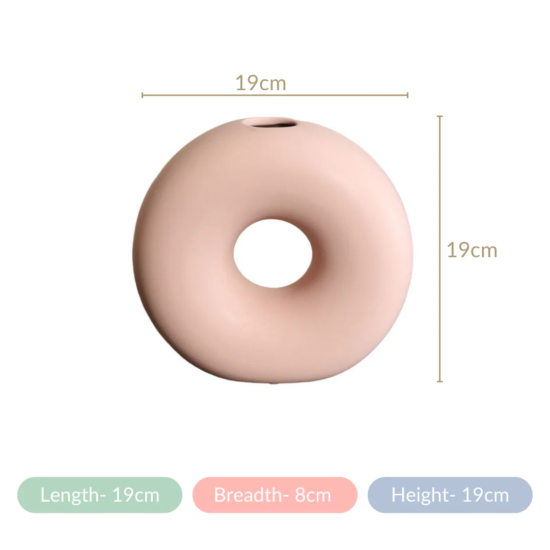 Round Donut Ceramic Vase Pink - Image 12