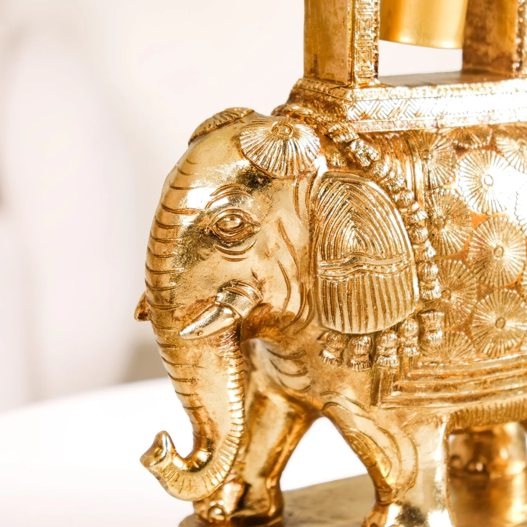 Royal Wedding Elephant With Bell Showpiece Gold - Image 7