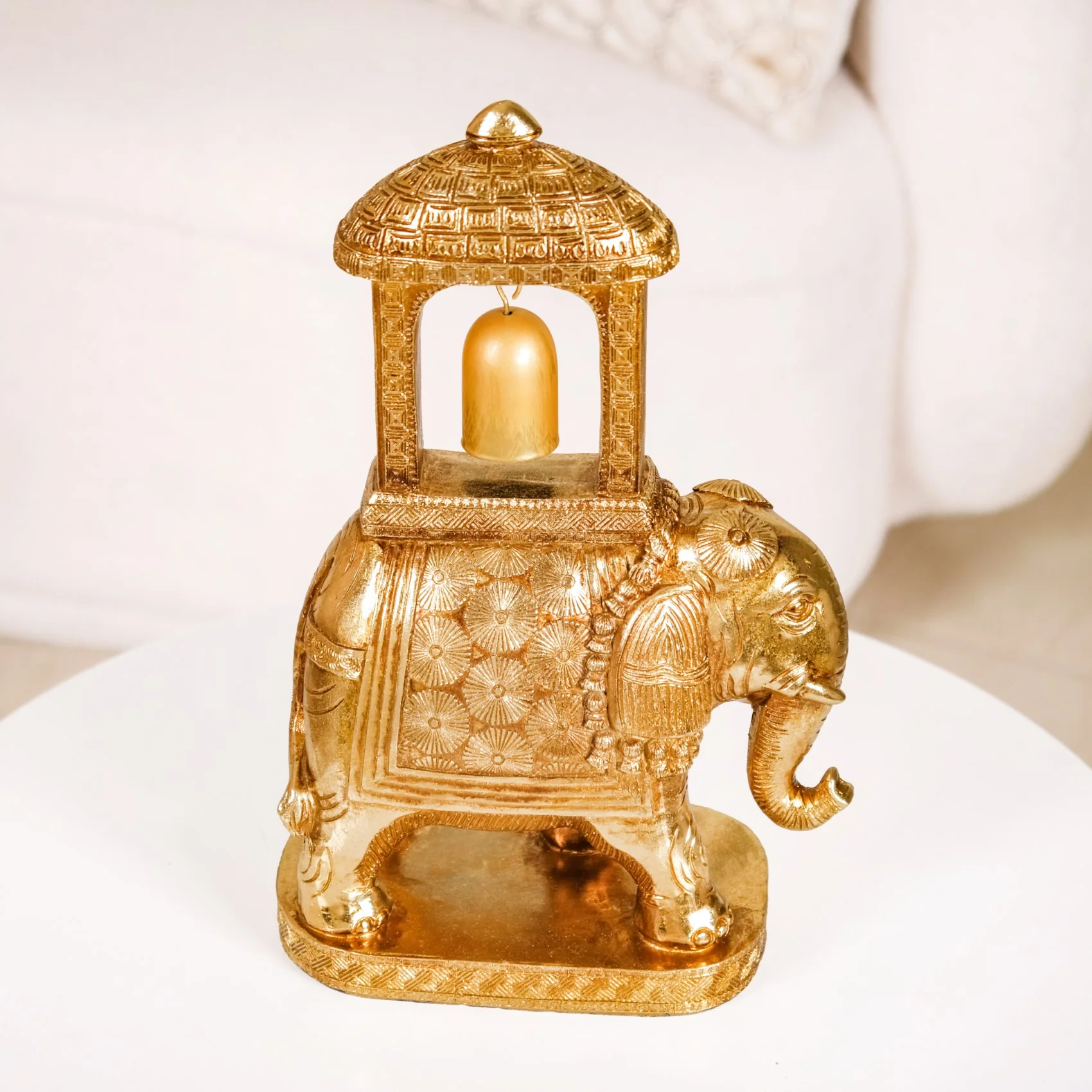 Royal Wedding Elephant With Bell Showpiece Gold - Image 8
