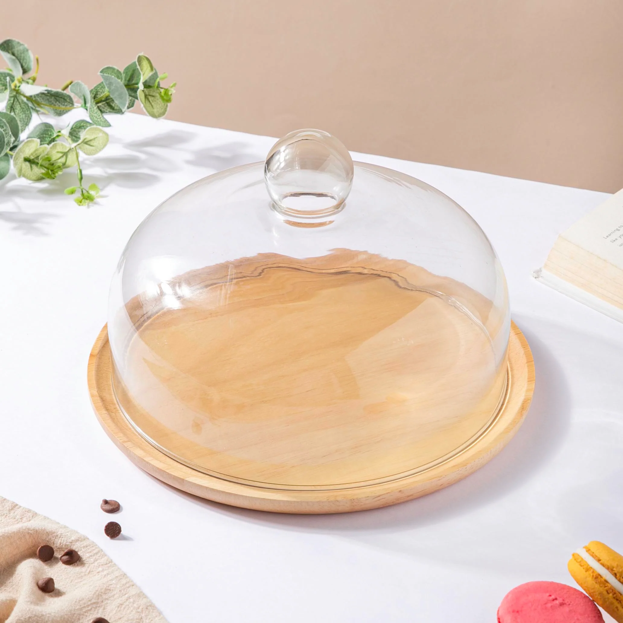 Rubber Wood Cake Stand With Dome 10 inch - Image 4