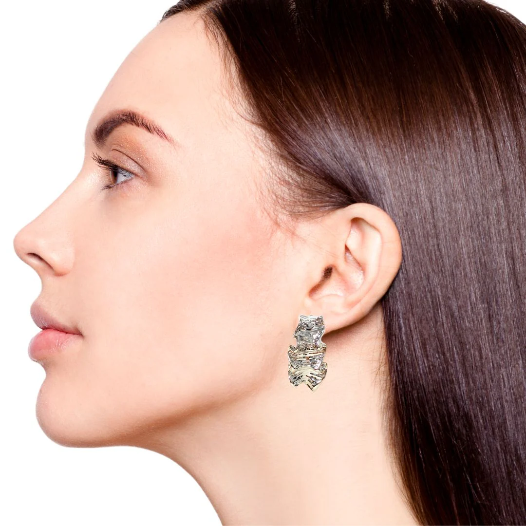 Ruched J Hoops Silver - Image 5