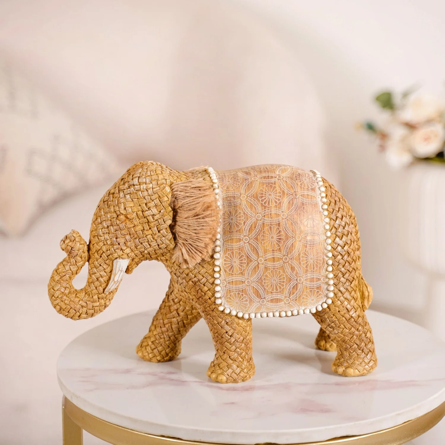 Rustic Elephant Decor Showpiece Beige - Image 3