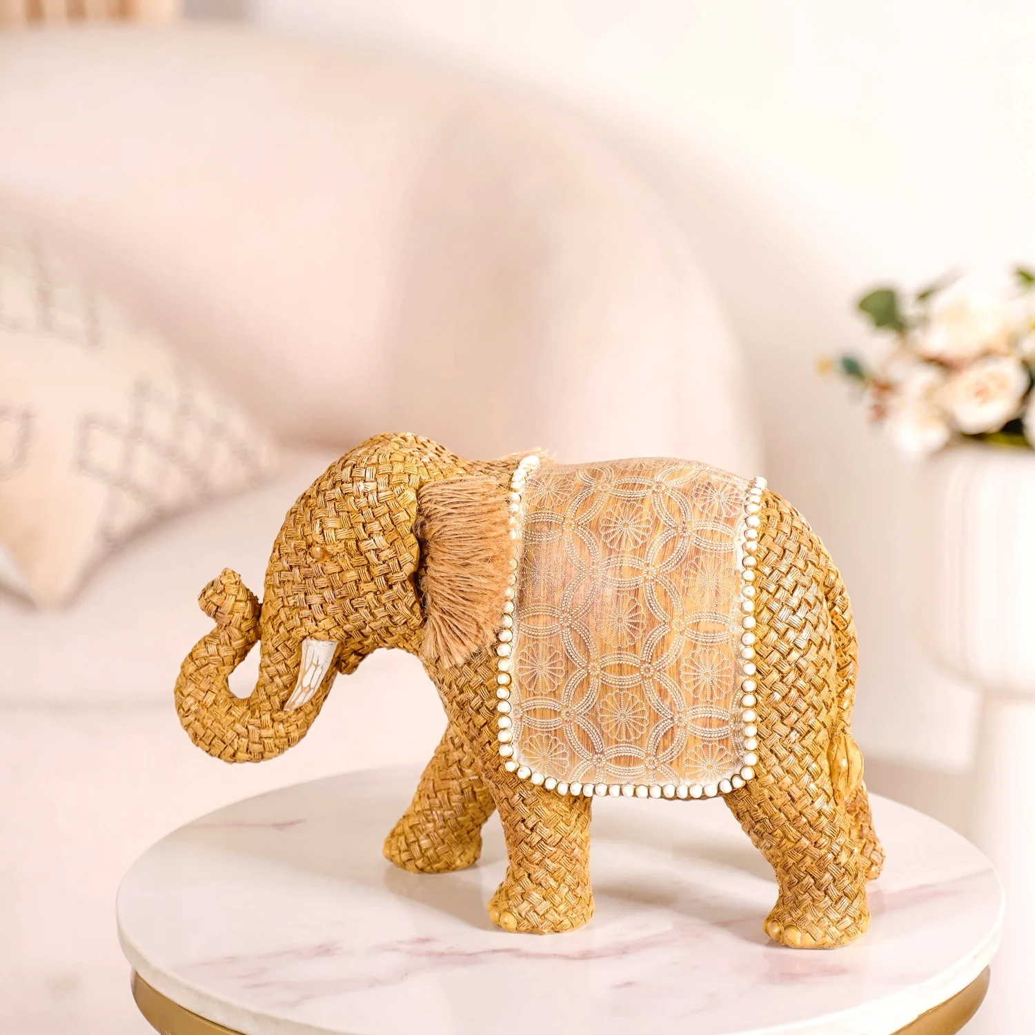 Rustic Elephant Decor Showpiece Beige - Image 8