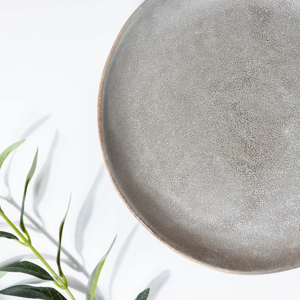Rustic Handmade Ceramic Snack Plate Grey 8 Inch - Image 4
