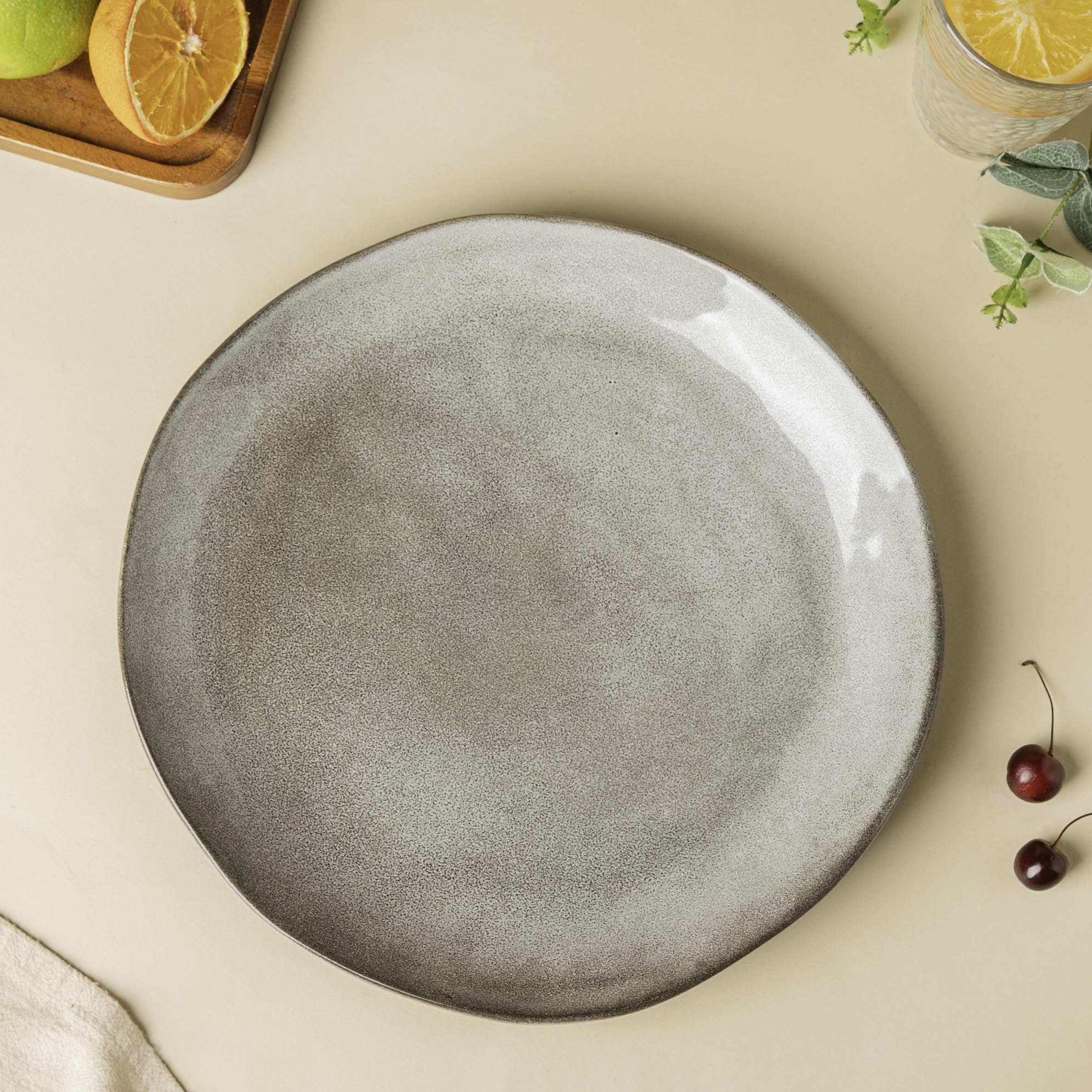 Rustic Handmade Dinner Plate Grey 11 Inch - Image 4