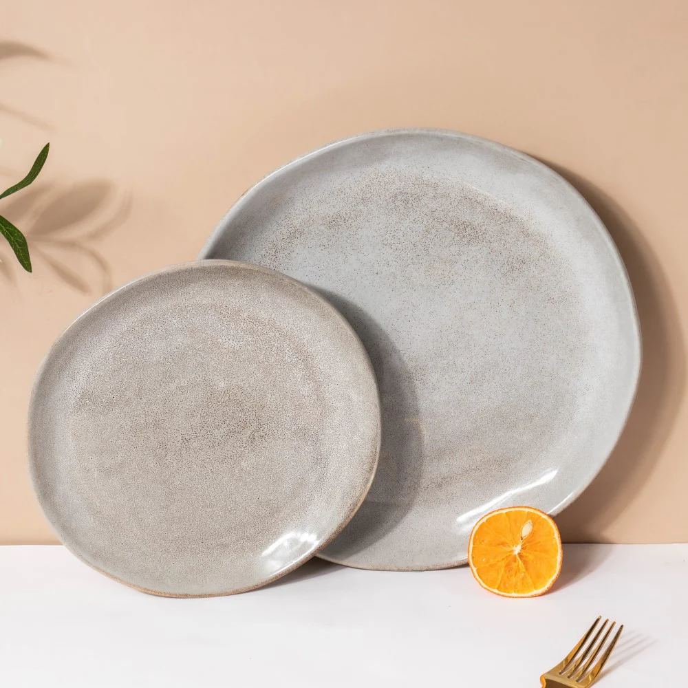 Rustic Handmade Dinner Plate Grey 11 Inch - Image 7