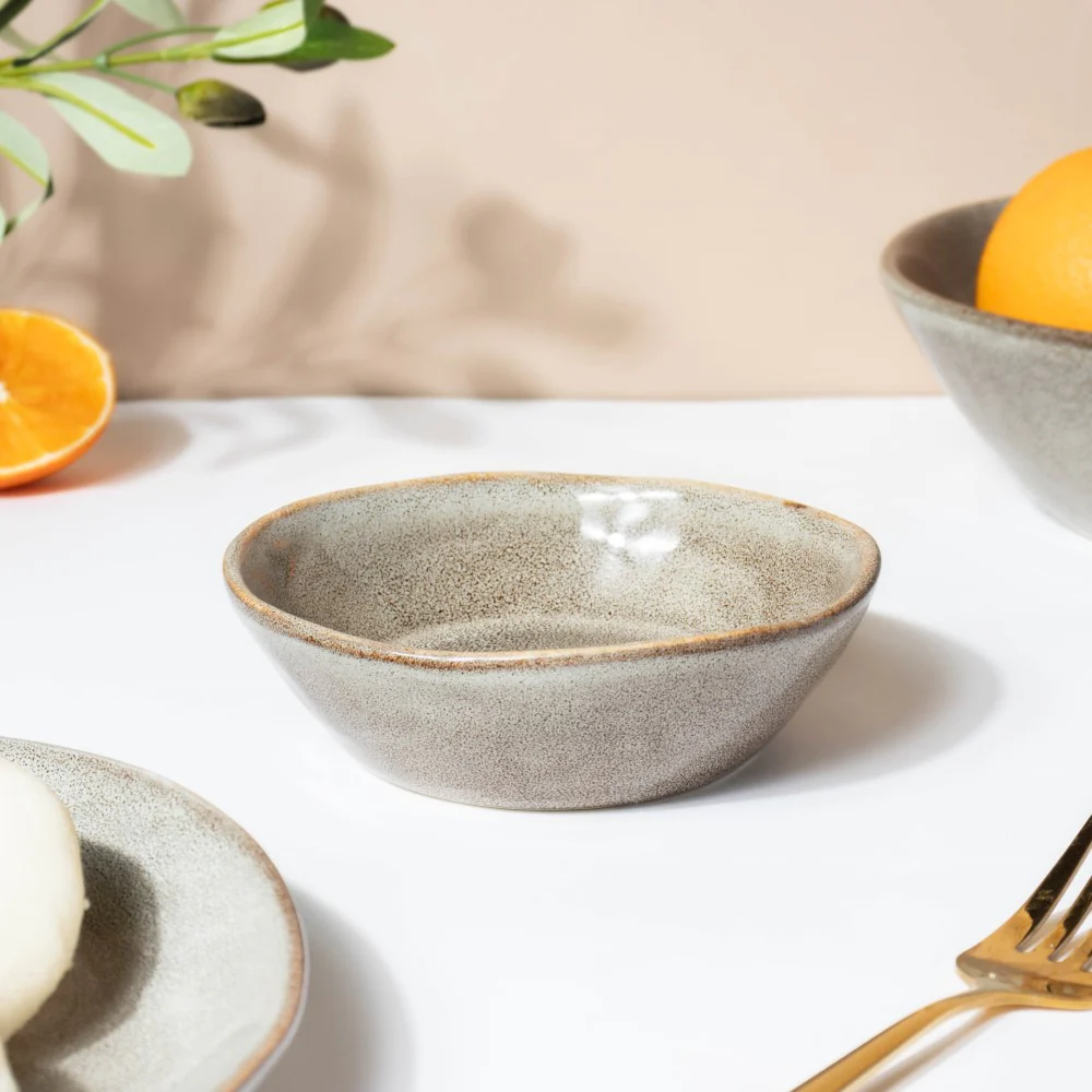 Rustic Handmade Snack Bowl Grey 150 ml - Image 5