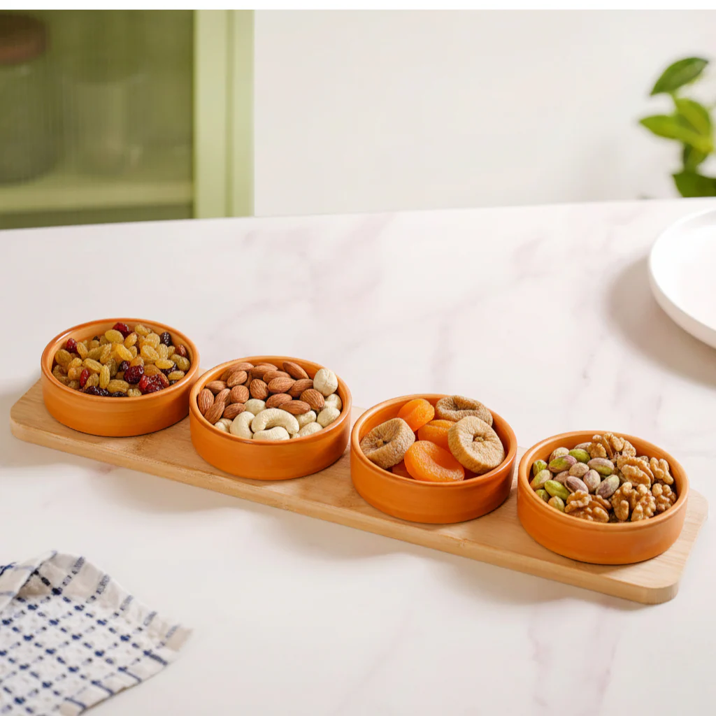 Rustic Style Bowl And Platter Set Of 5 For Sauces Snacks Or Salsa - Image 2